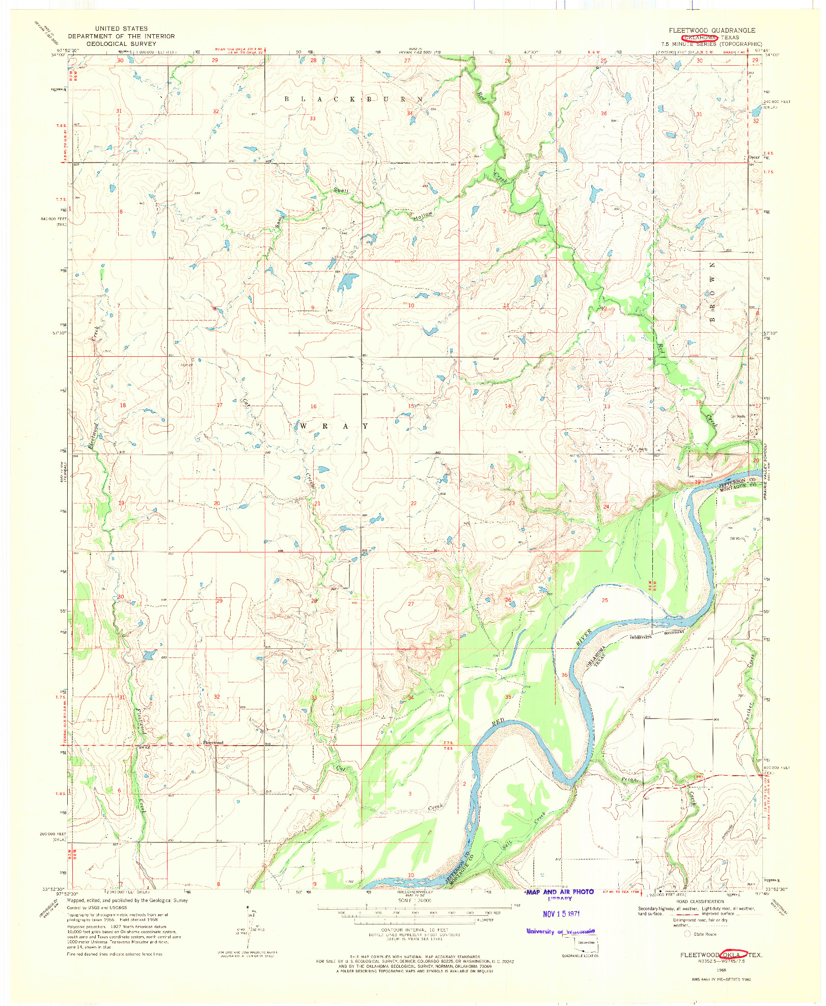 USGS 1:24000-SCALE QUADRANGLE FOR FLEETWOOD, OK 1968