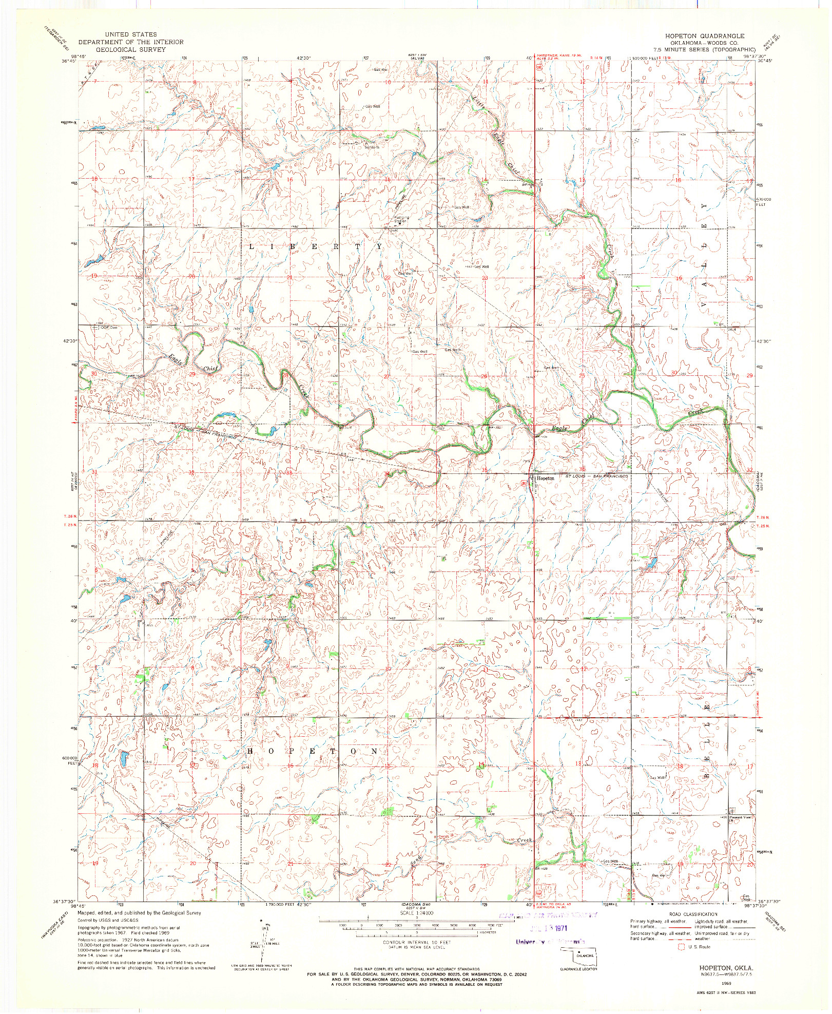 USGS 1:24000-SCALE QUADRANGLE FOR HOPETON, OK 1969