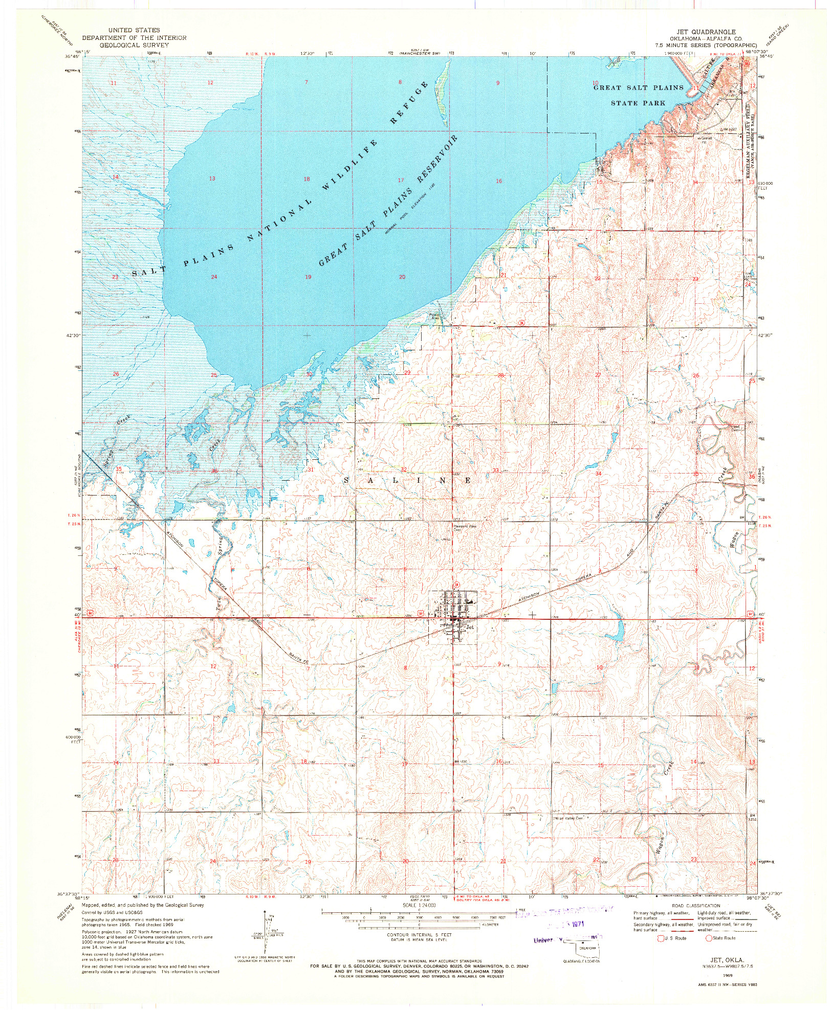 USGS 1:24000-SCALE QUADRANGLE FOR JET, OK 1969