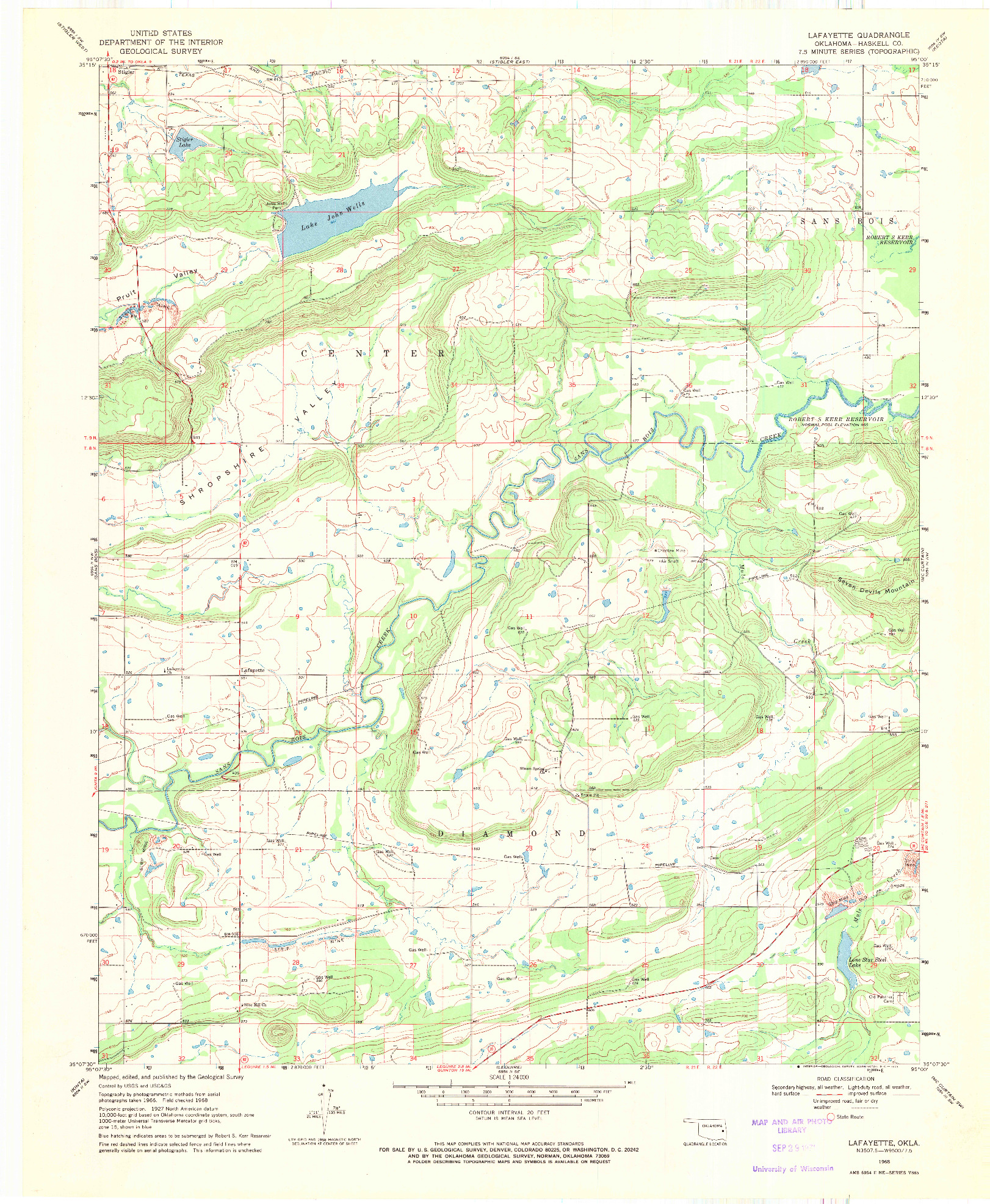 USGS 1:24000-SCALE QUADRANGLE FOR LAFAYETTE, OK 1968