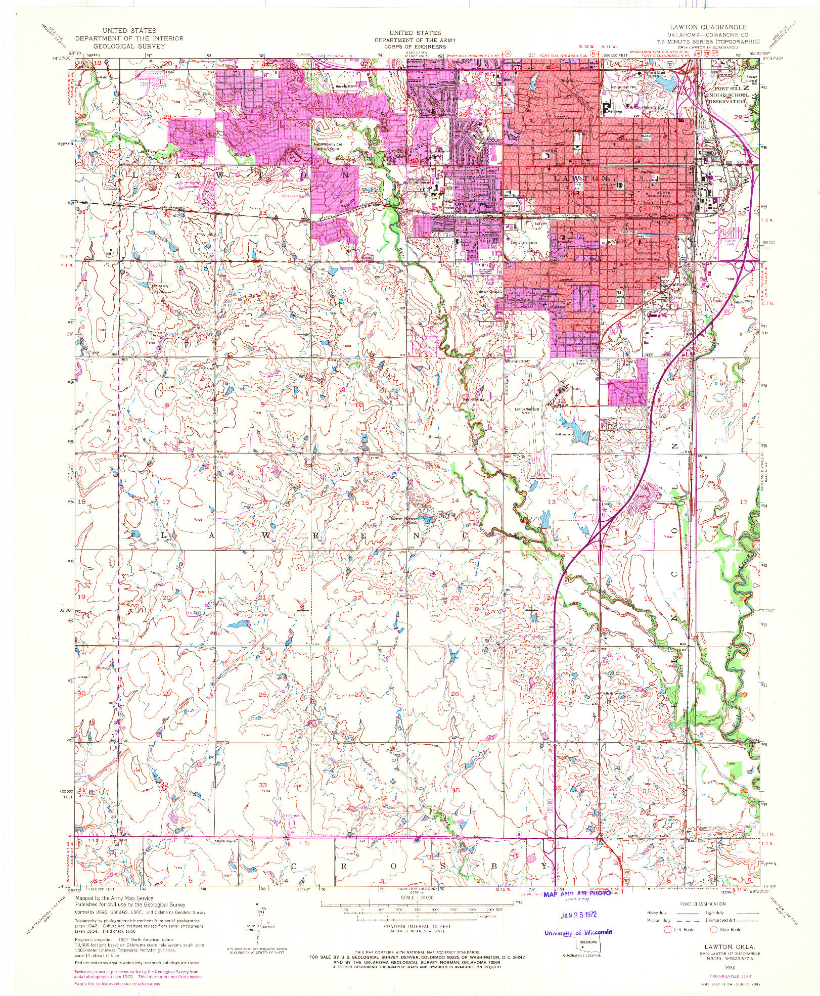 USGS 1:24000-SCALE QUADRANGLE FOR LAWTON, OK 1956