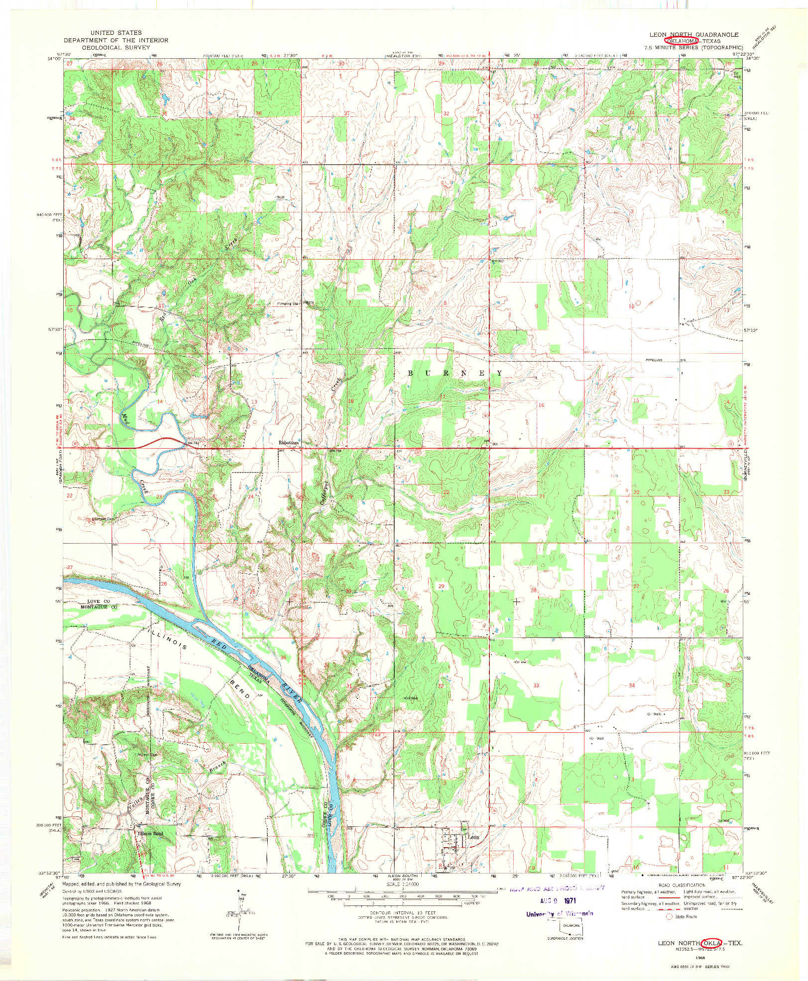 USGS 1:24000-SCALE QUADRANGLE FOR LEON NORTH, OK 1968