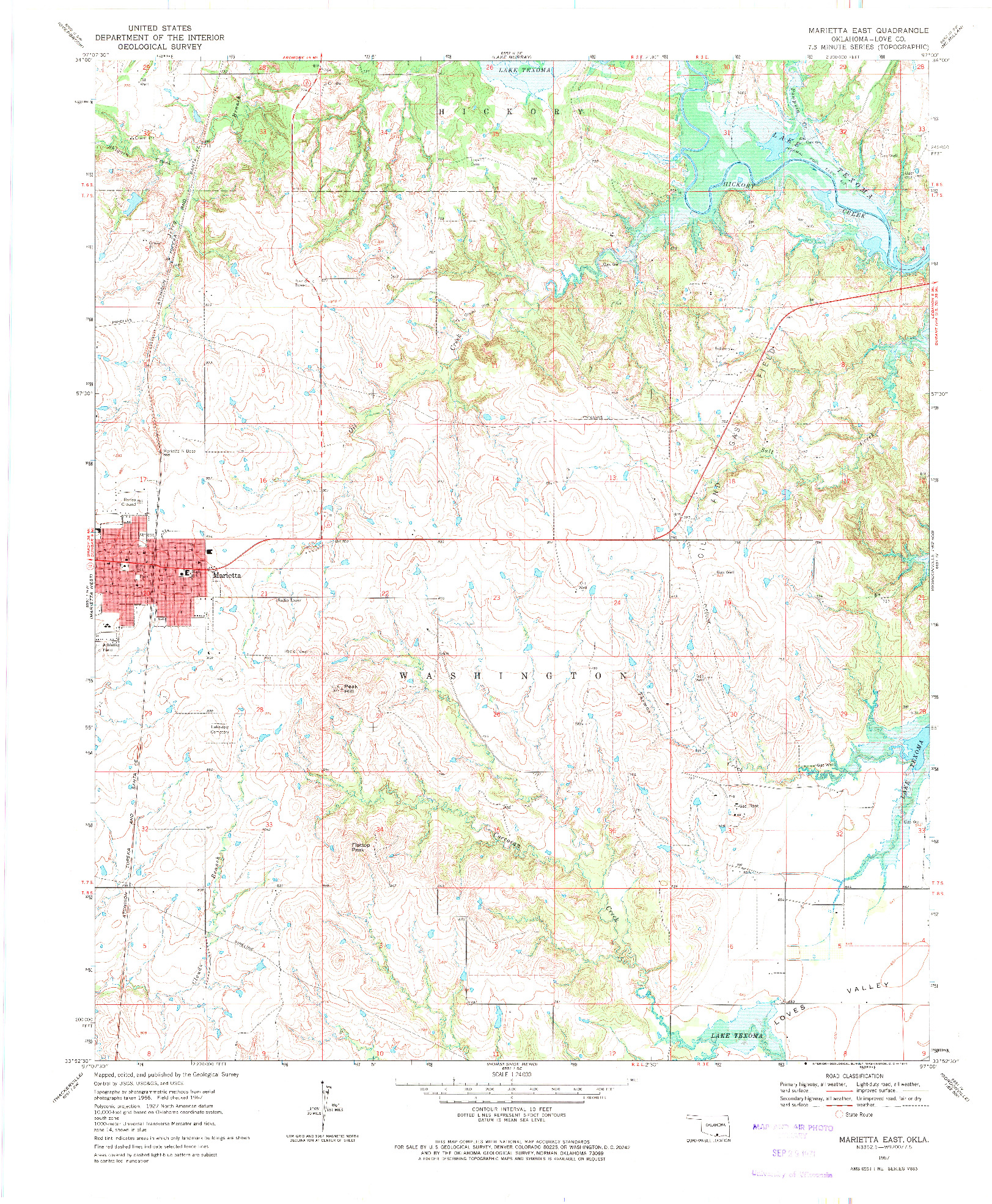 USGS 1:24000-SCALE QUADRANGLE FOR MARIETTA EAST, OK 1967