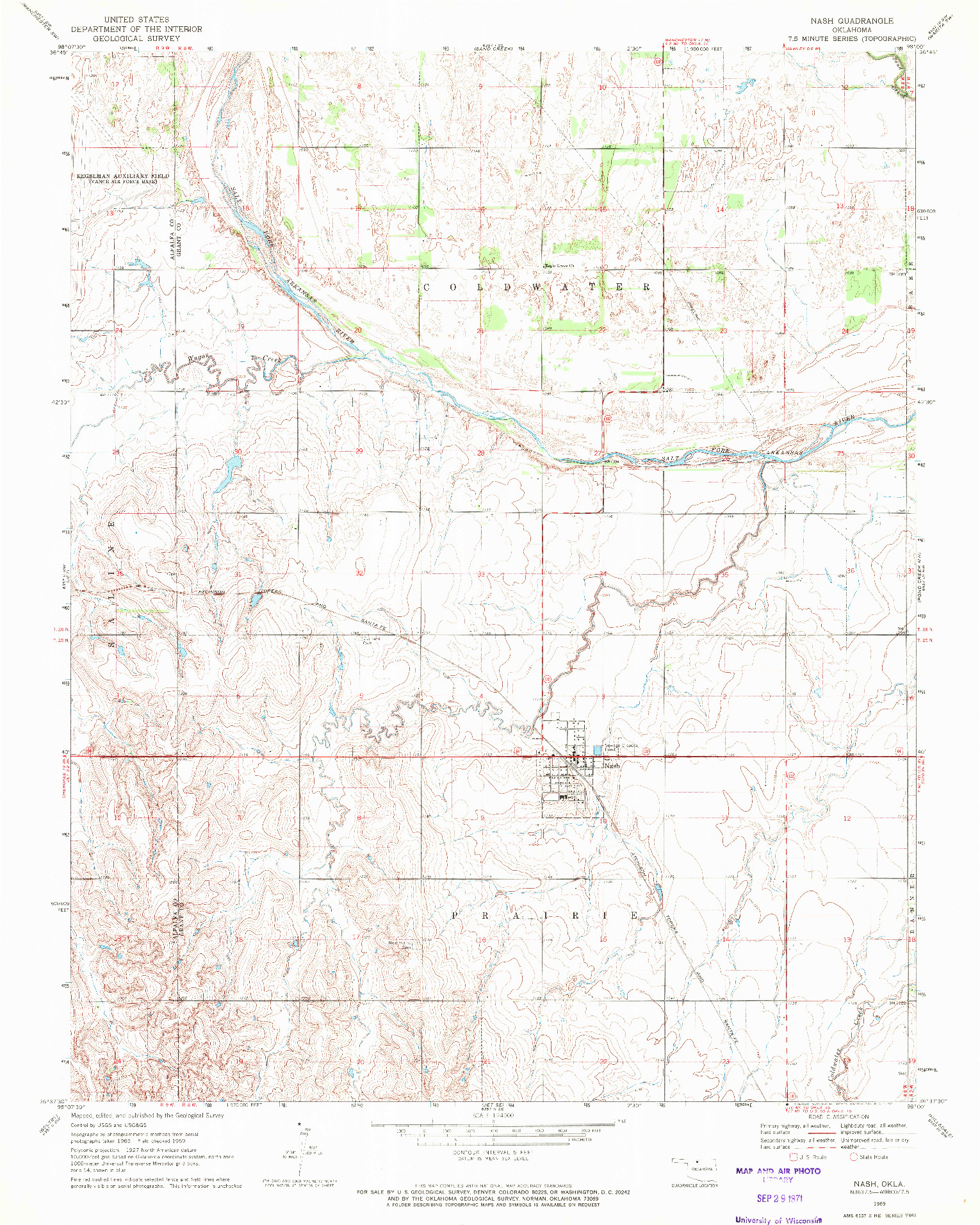 USGS 1:24000-SCALE QUADRANGLE FOR NASH, OK 1969