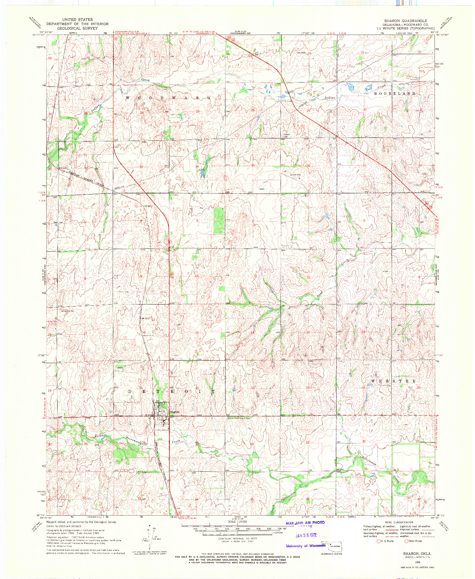 USGS 1:24000-SCALE QUADRANGLE FOR SHARON, OK 1969