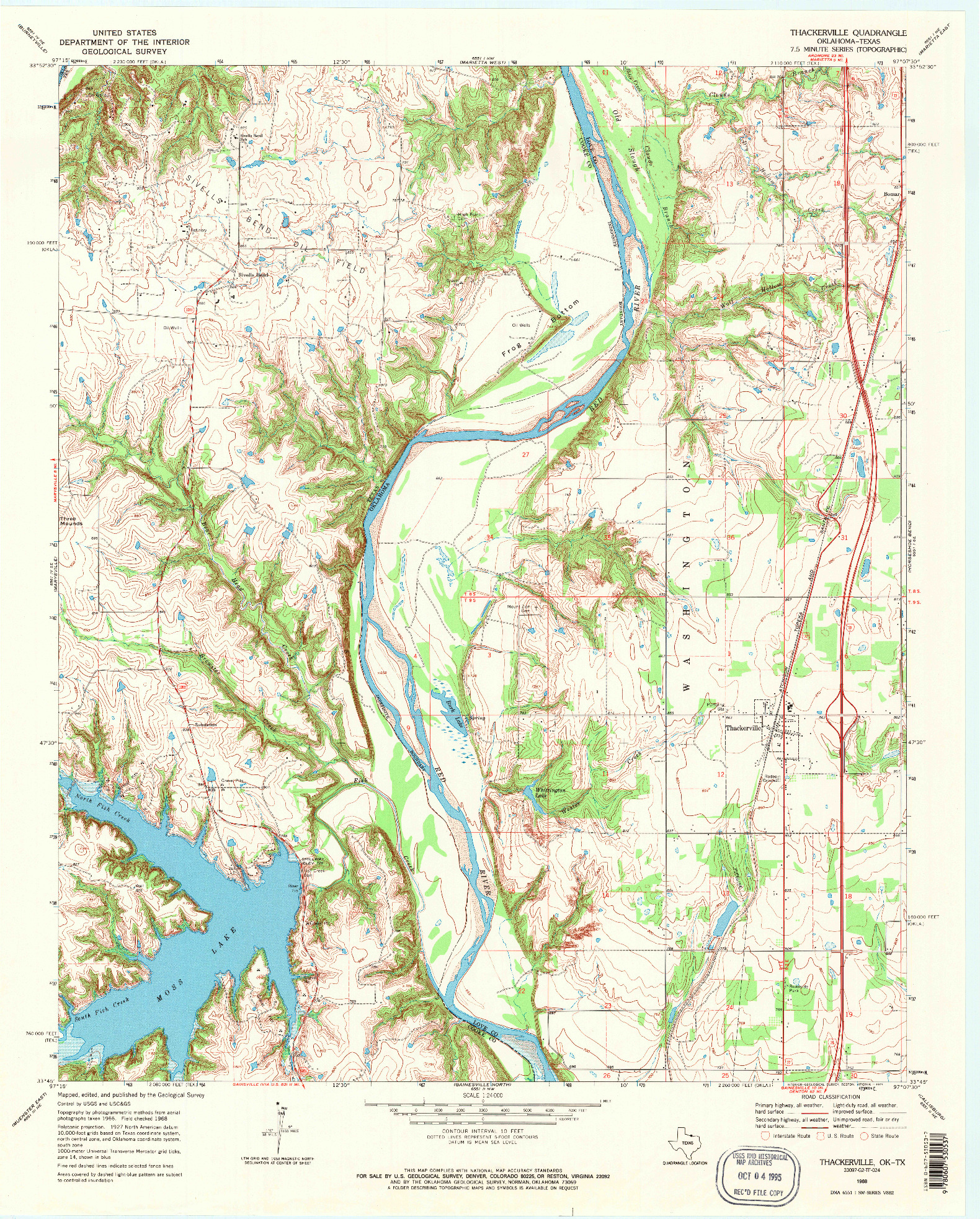 USGS 1:24000-SCALE QUADRANGLE FOR THACKERVILLE, OK 1968