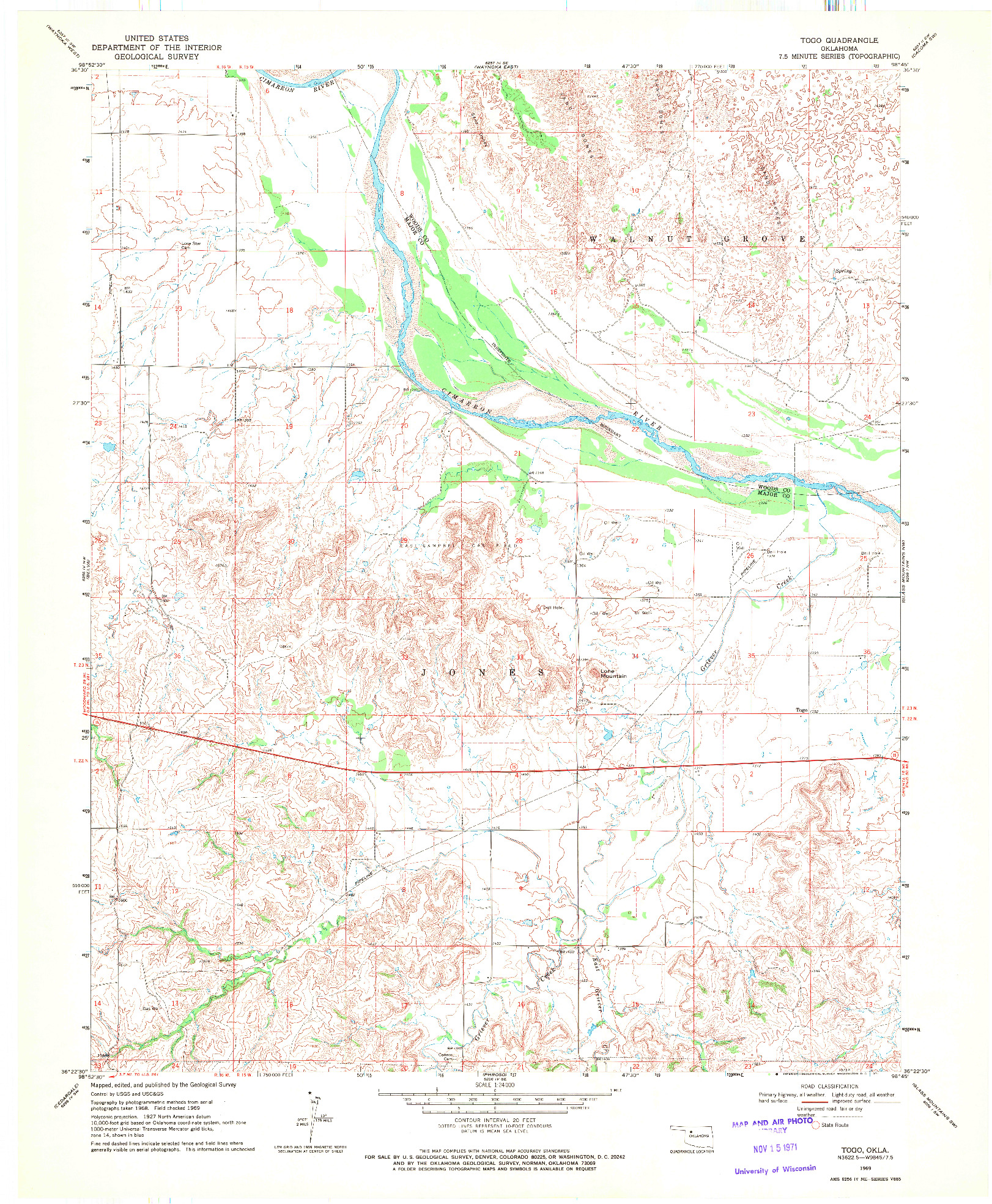USGS 1:24000-SCALE QUADRANGLE FOR TOGO, OK 1969