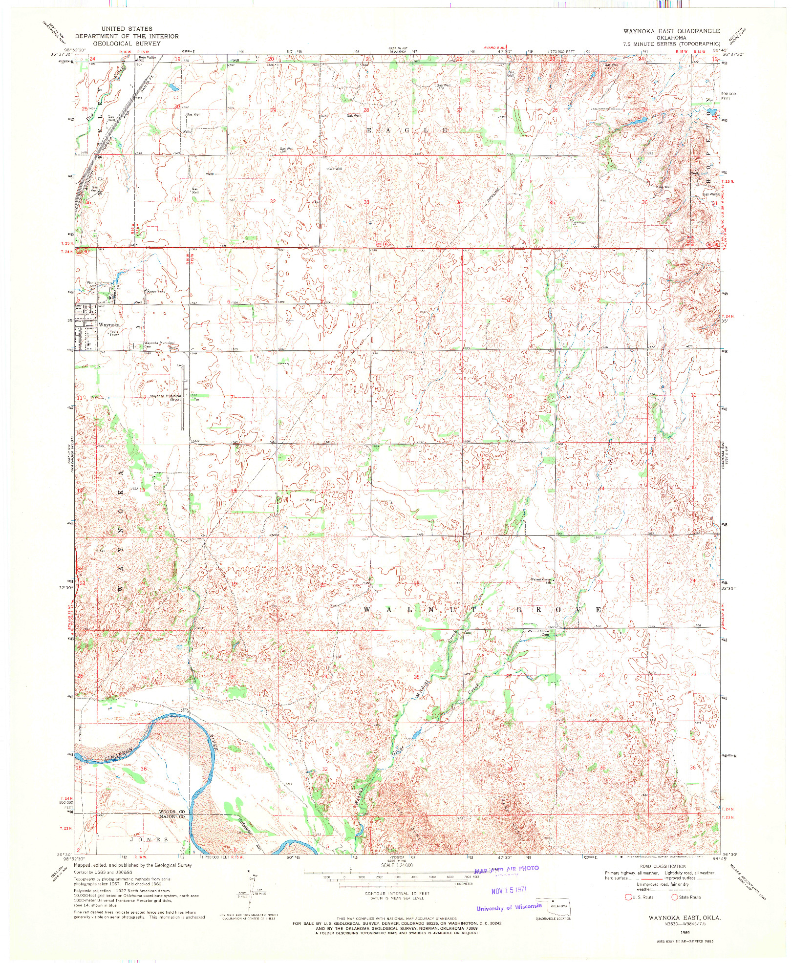 USGS 1:24000-SCALE QUADRANGLE FOR WAYNOKA EAST, OK 1969