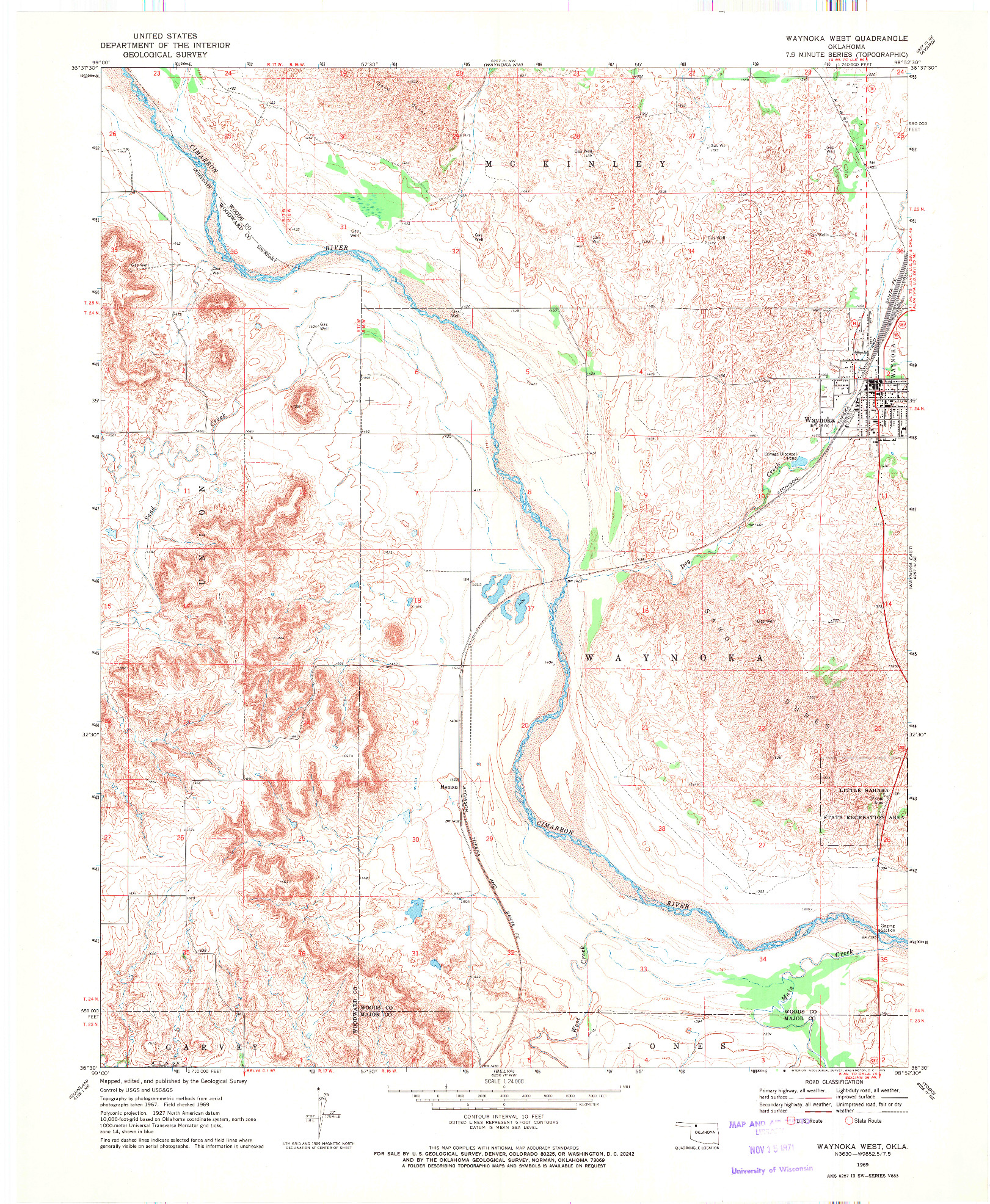 USGS 1:24000-SCALE QUADRANGLE FOR WAYNOKA WEST, OK 1969