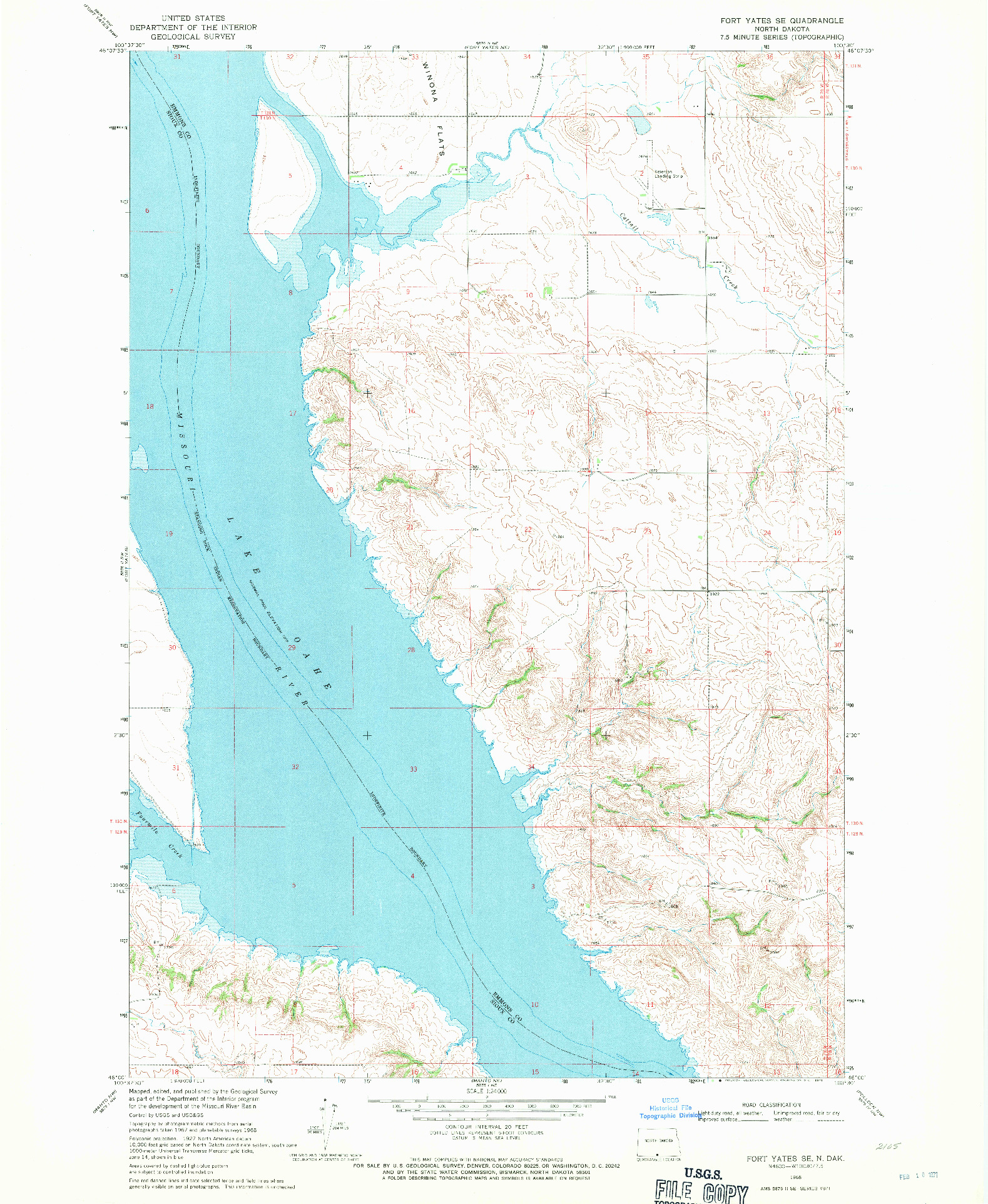 USGS 1:24000-SCALE QUADRANGLE FOR FORT YATES SE, ND 1968