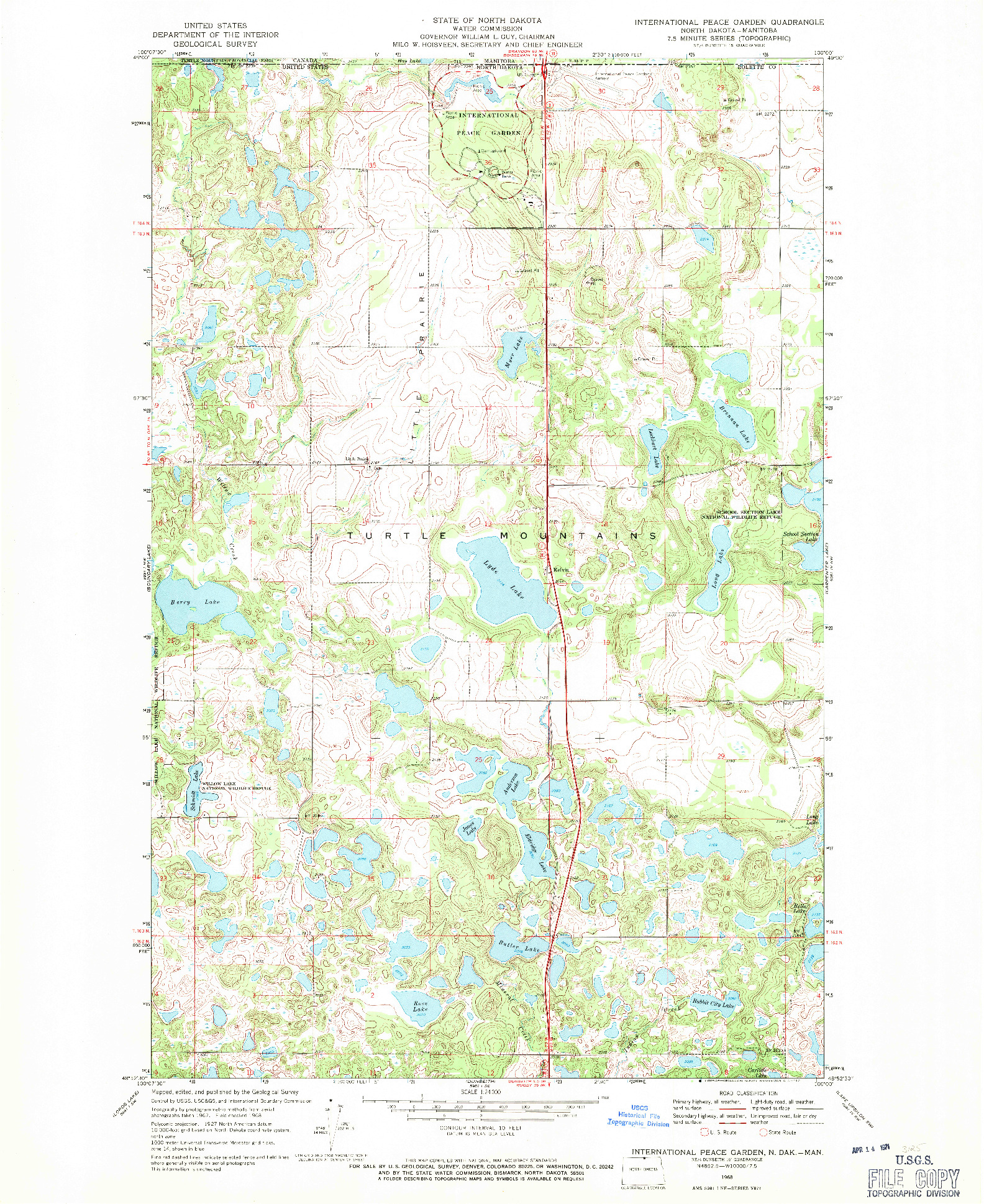 USGS 1:24000-SCALE QUADRANGLE FOR INTERNATIONAL PEACE GARDEN, ND 1968