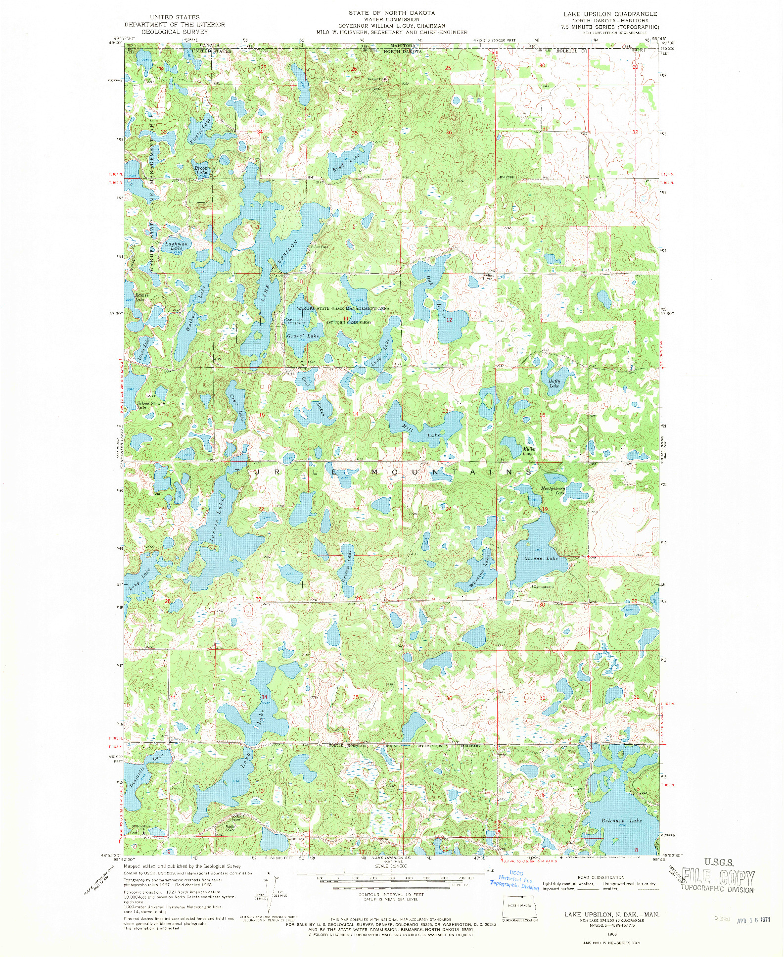 USGS 1:24000-SCALE QUADRANGLE FOR LAKE UPSILON, ND 1968