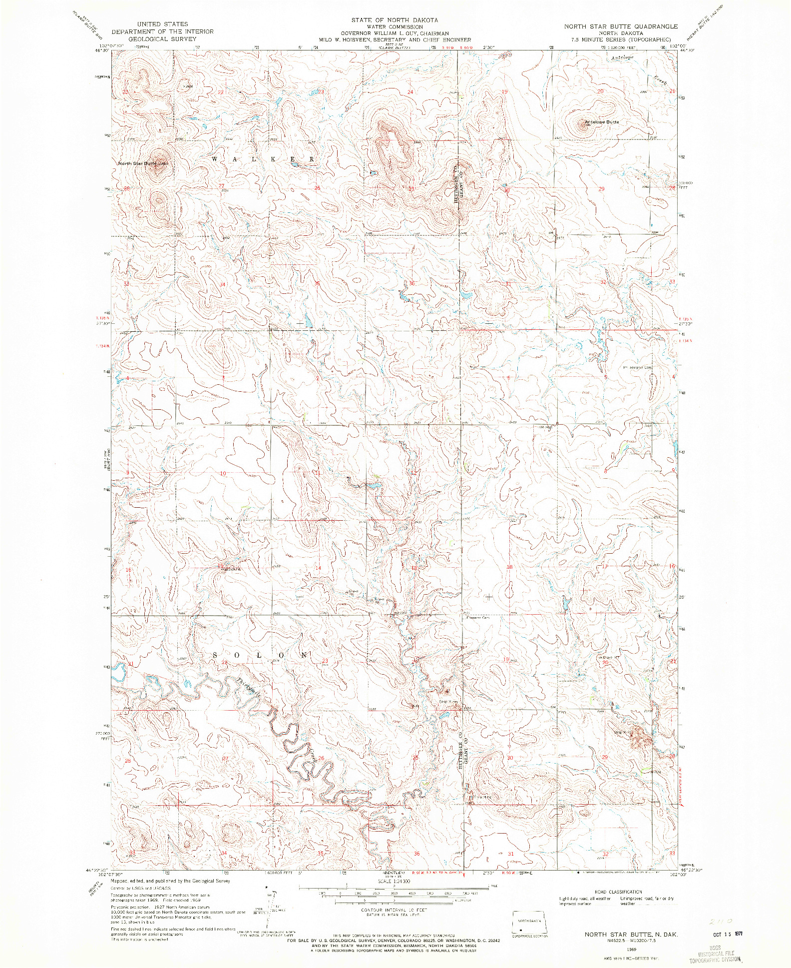 USGS 1:24000-SCALE QUADRANGLE FOR NORTH STAR BUTTE, ND 1969