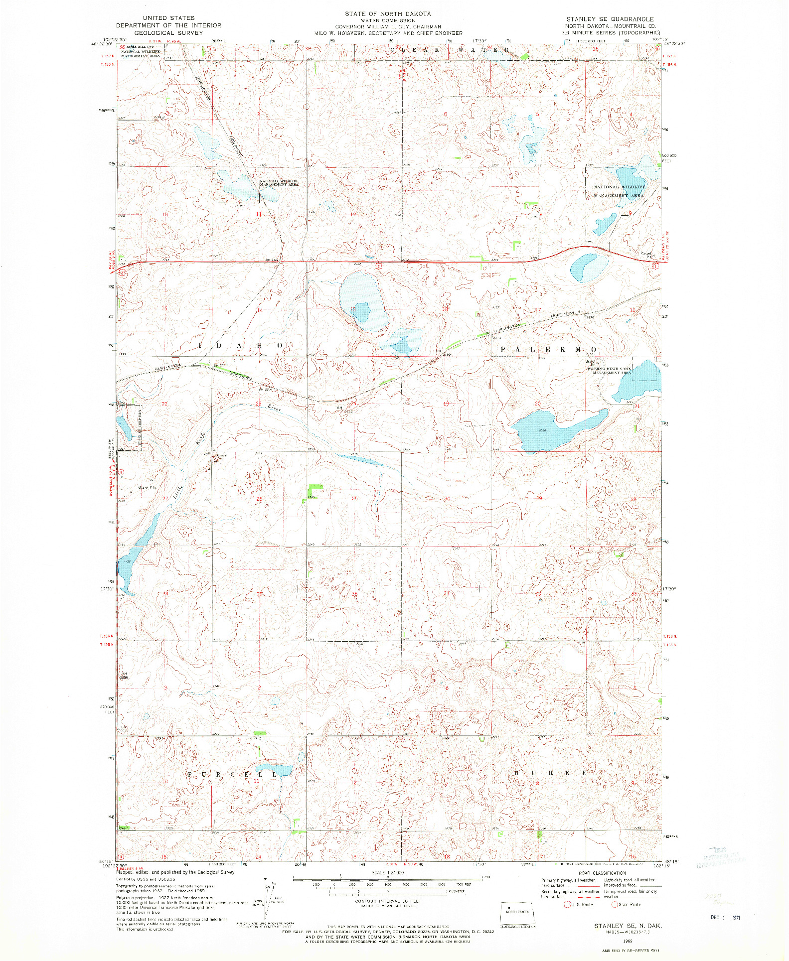 USGS 1:24000-SCALE QUADRANGLE FOR STANLEY SE, ND 1969