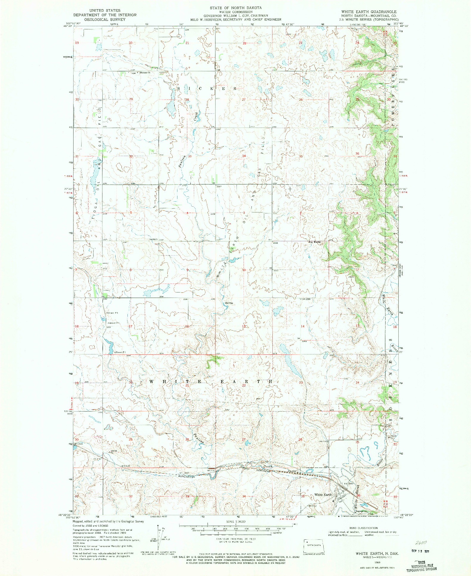 USGS 1:24000-SCALE QUADRANGLE FOR WHITE EARTH, ND 1969