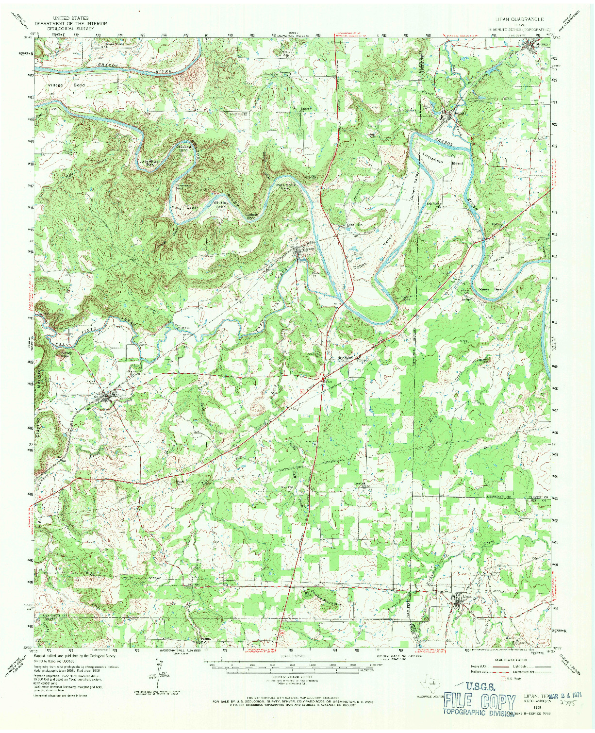 USGS 1:62500-SCALE QUADRANGLE FOR LIPAN, TX 1959