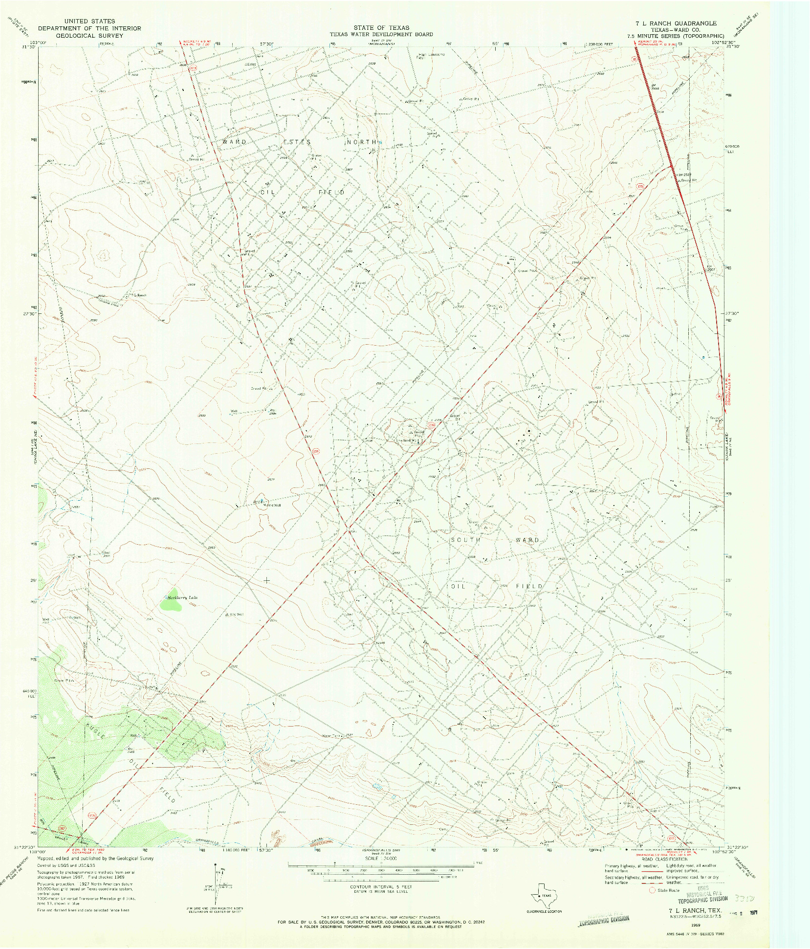 USGS 1:24000-SCALE QUADRANGLE FOR 7 L RANCH, TX 1969