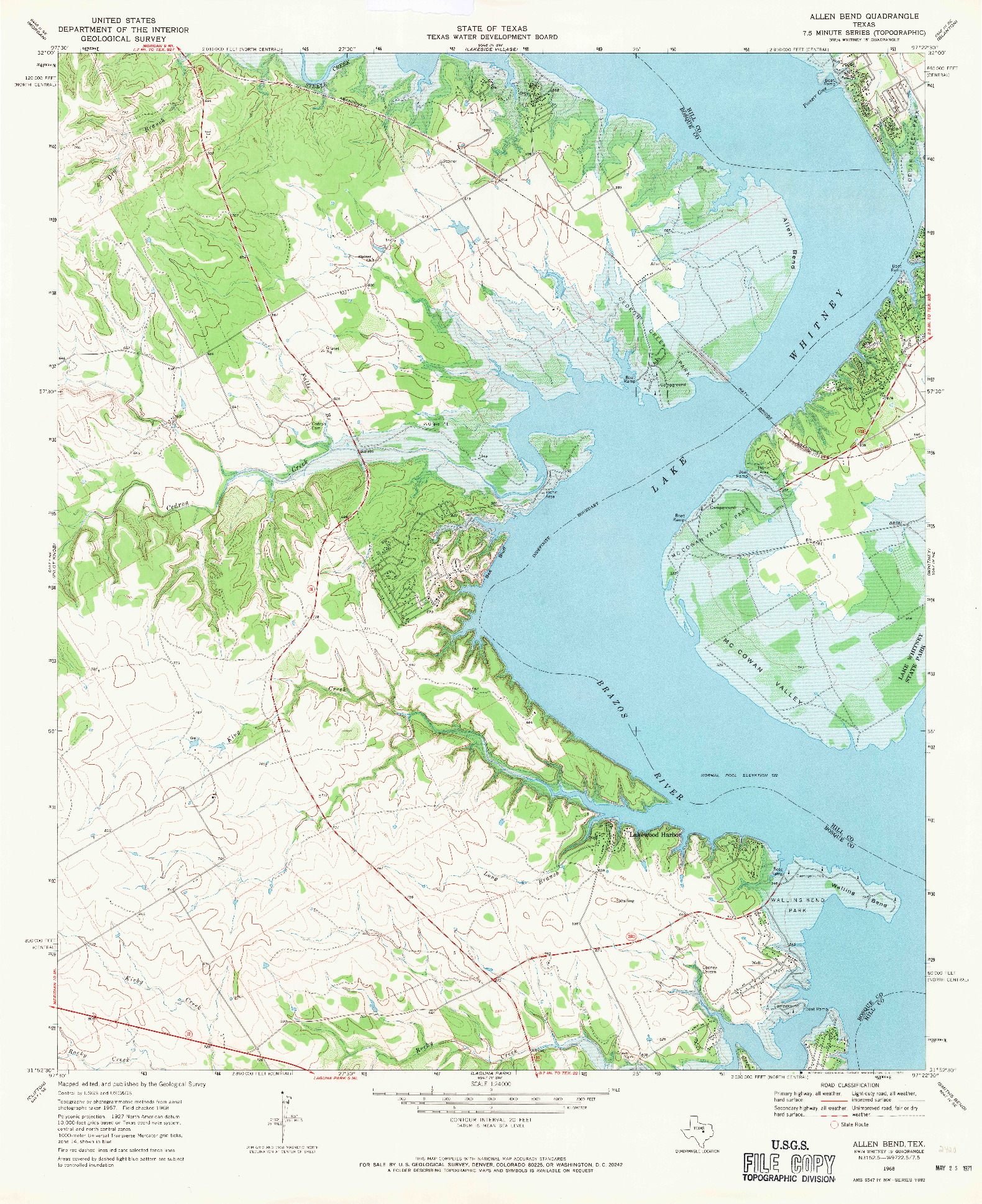 USGS 1:24000-SCALE QUADRANGLE FOR ALLEN BEND, TX 1968