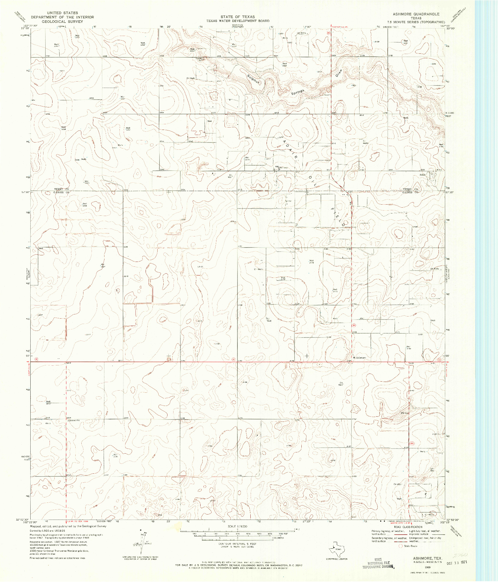 USGS 1:24000-SCALE QUADRANGLE FOR ASHMORE, TX 1969
