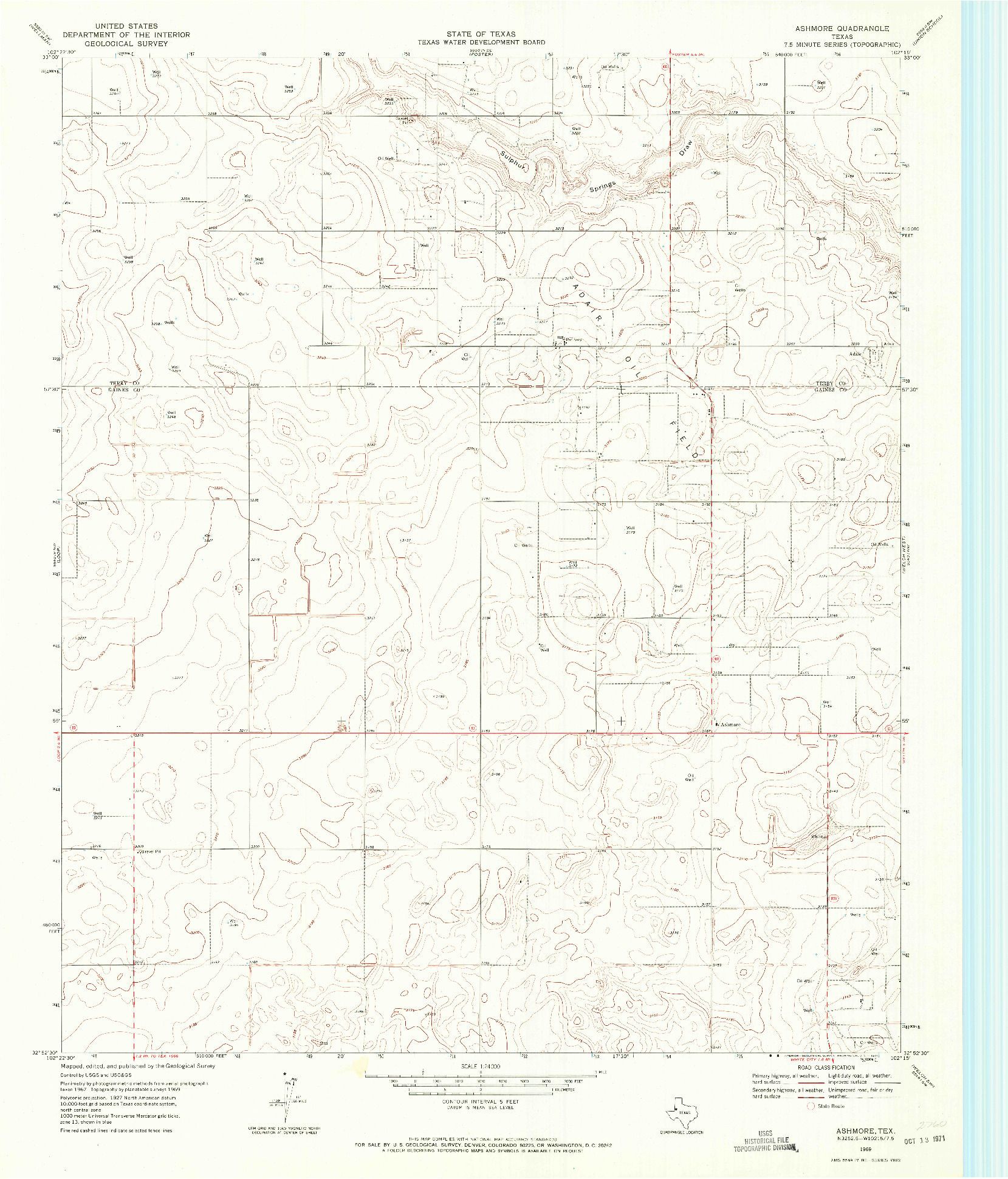 USGS 1:24000-SCALE QUADRANGLE FOR ASHMORE, TX 1969