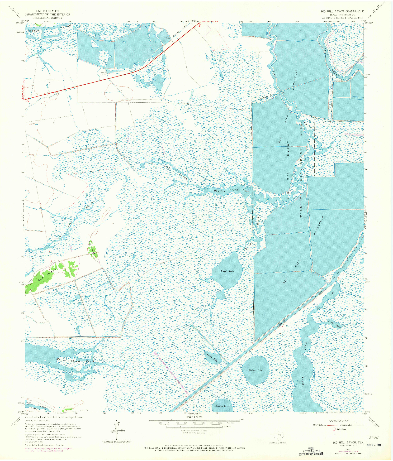 USGS 1:24000-SCALE QUADRANGLE FOR BIG HILL BAYOU, TX 1962