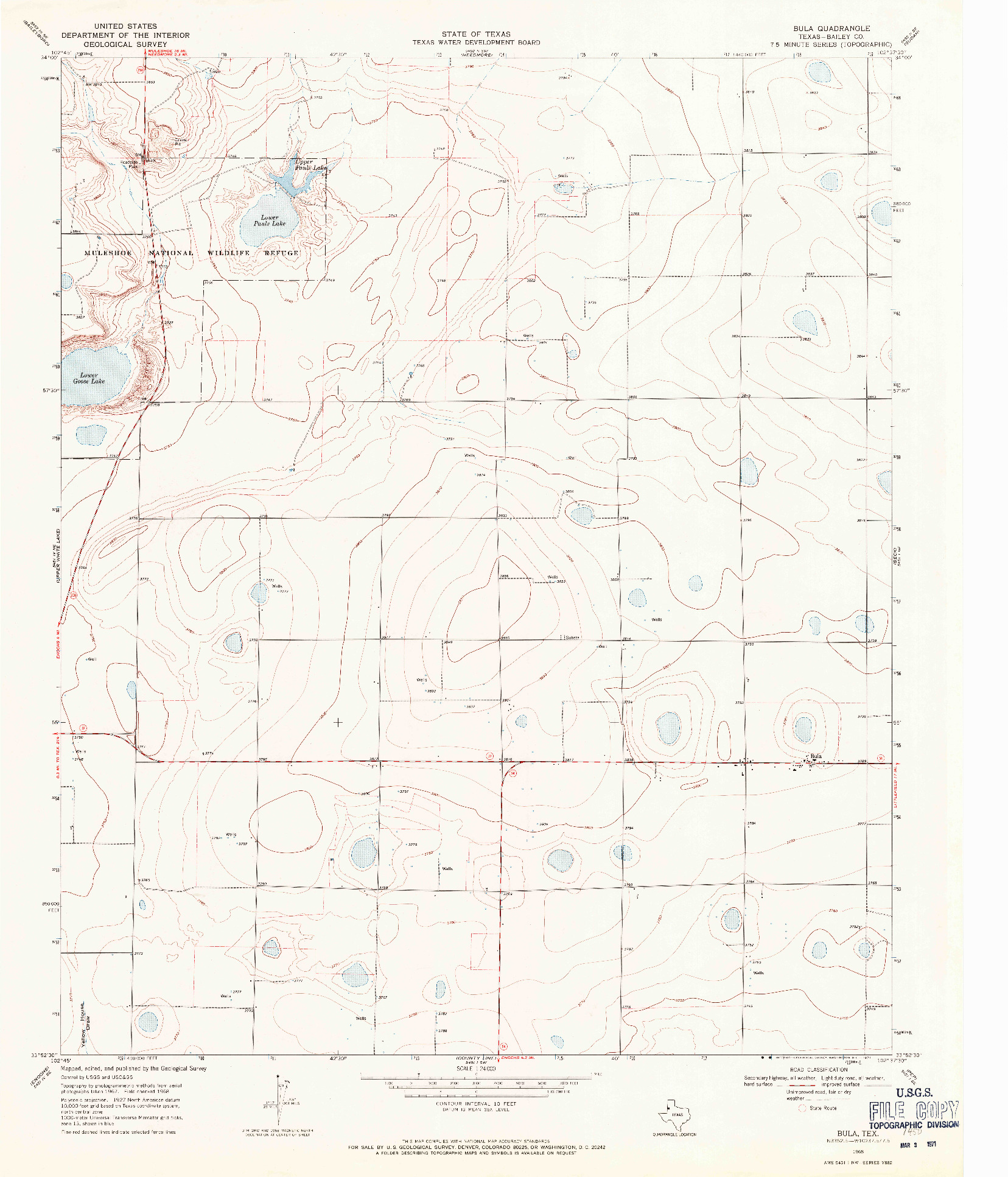 USGS 1:24000-SCALE QUADRANGLE FOR BULA, TX 1968