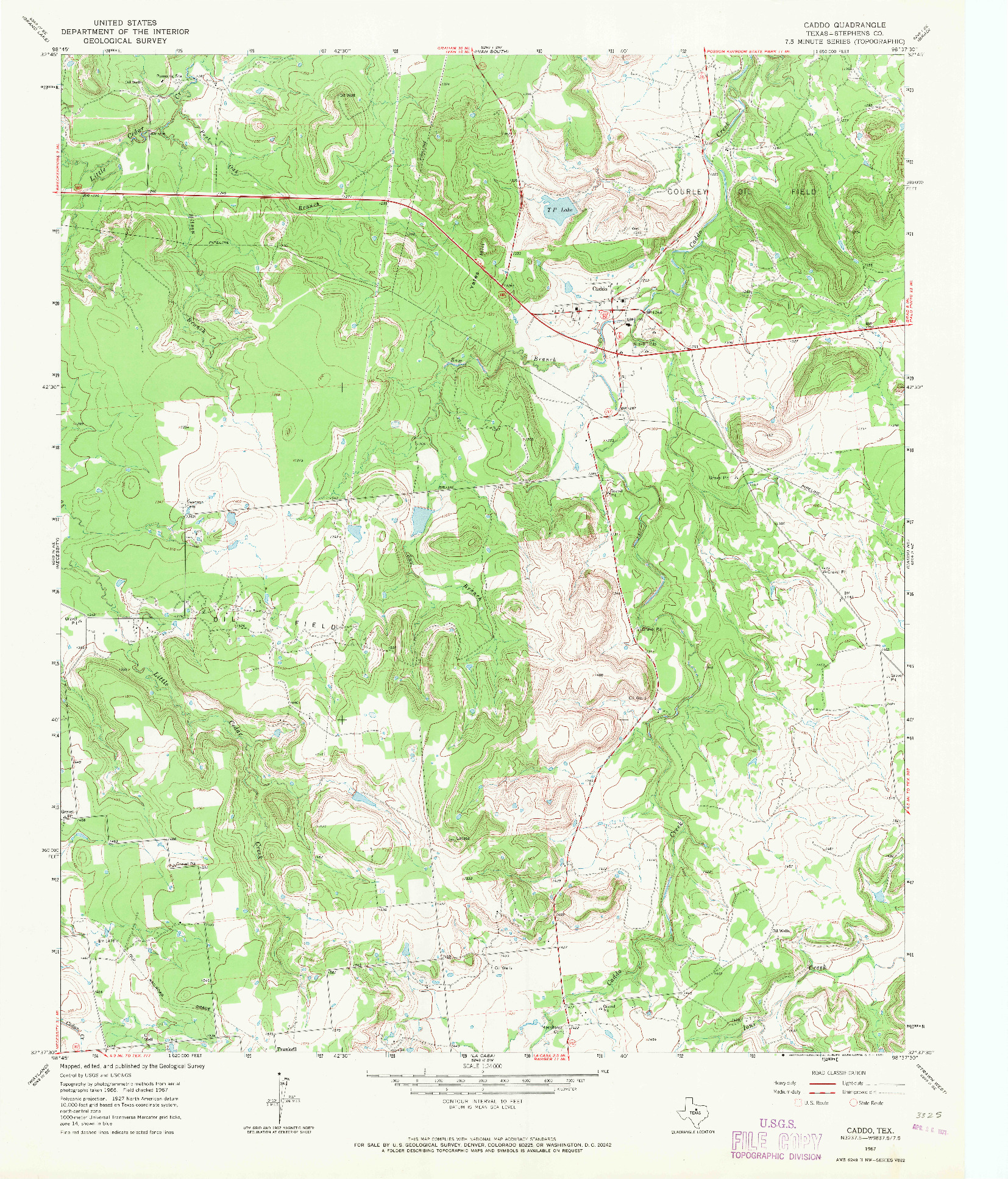 USGS 1:24000-SCALE QUADRANGLE FOR CADDO, TX 1967