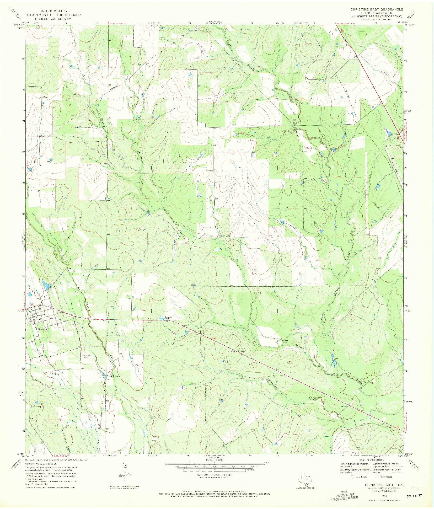 USGS 1:24000-SCALE QUADRANGLE FOR CHRISTINE EAST, TX 1969