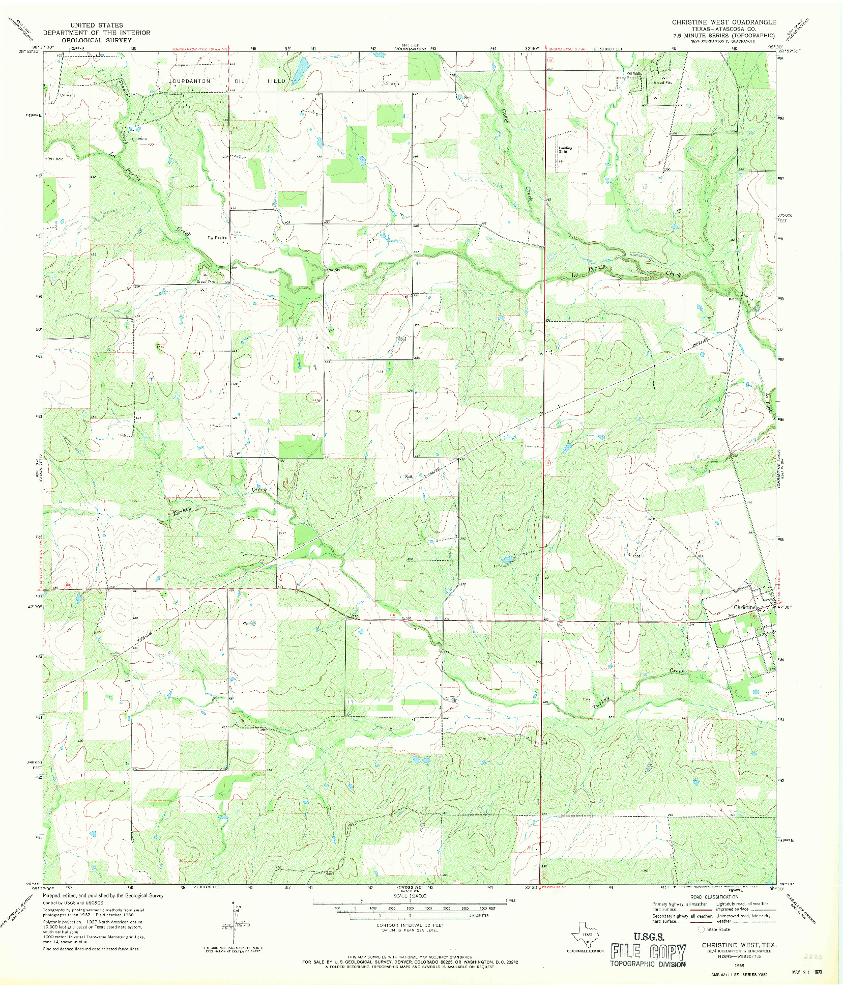 USGS 1:24000-SCALE QUADRANGLE FOR CHRISTINE WEST, TX 1968