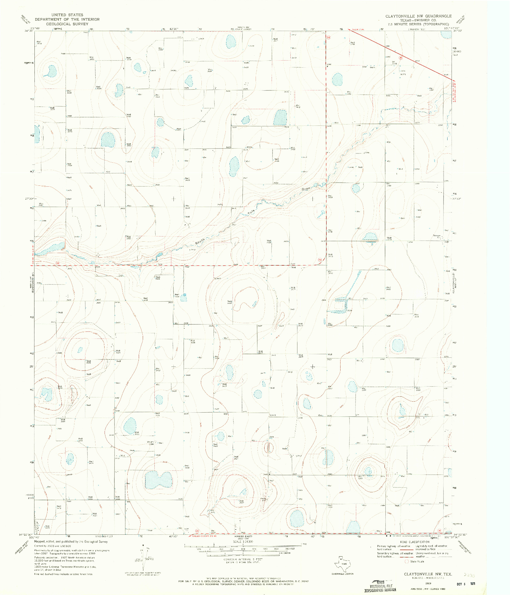 USGS 1:24000-SCALE QUADRANGLE FOR CLAYTONVILLE NW, TX 1969