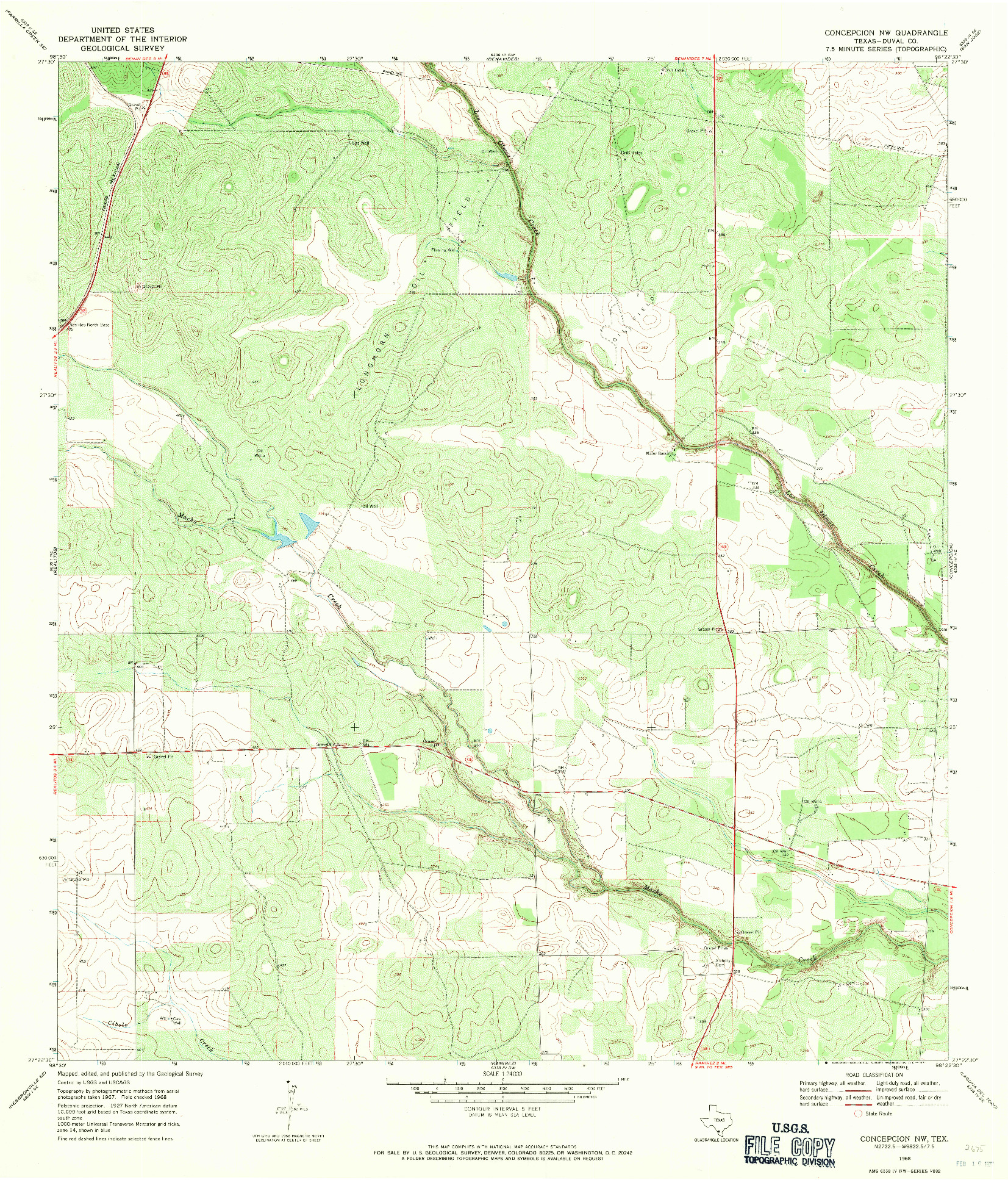 USGS 1:24000-SCALE QUADRANGLE FOR CONCEPCION NW, TX 1968