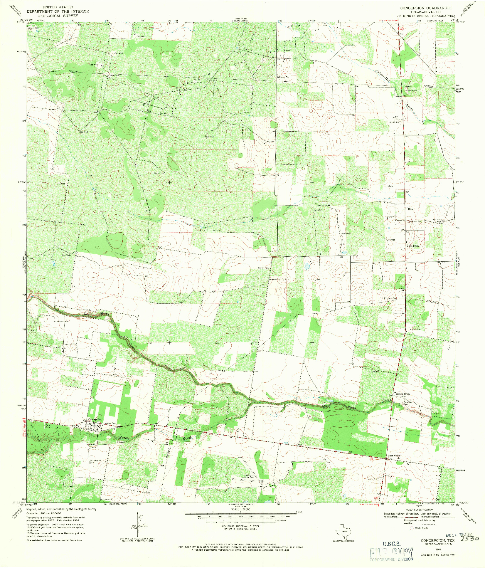 USGS 1:24000-SCALE QUADRANGLE FOR CONCEPCION, TX 1968