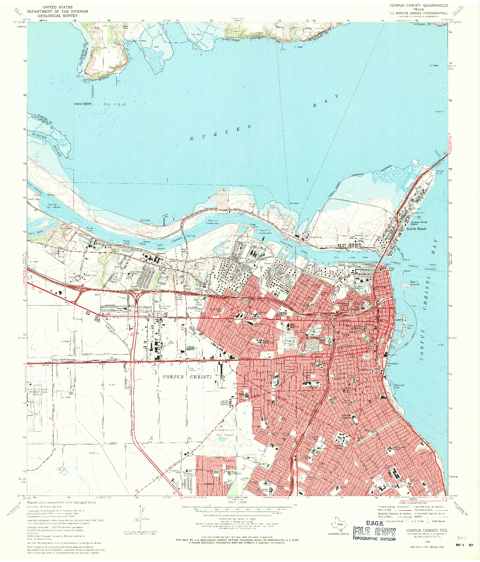 USGS 1:24000-SCALE QUADRANGLE FOR CORPUS CHRISTI, TX 1968