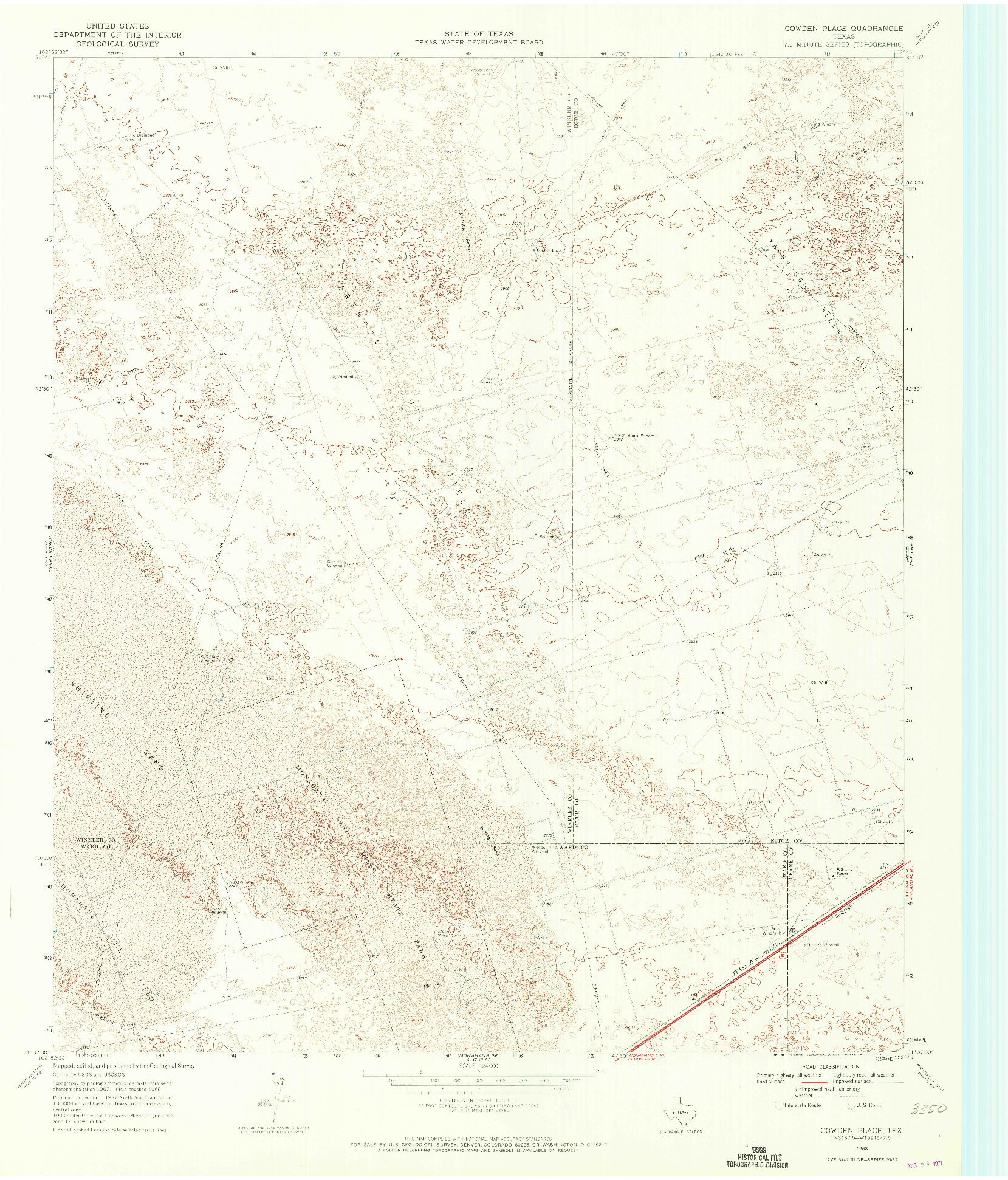 USGS 1:24000-SCALE QUADRANGLE FOR COWDEN PLACE, TX 1968