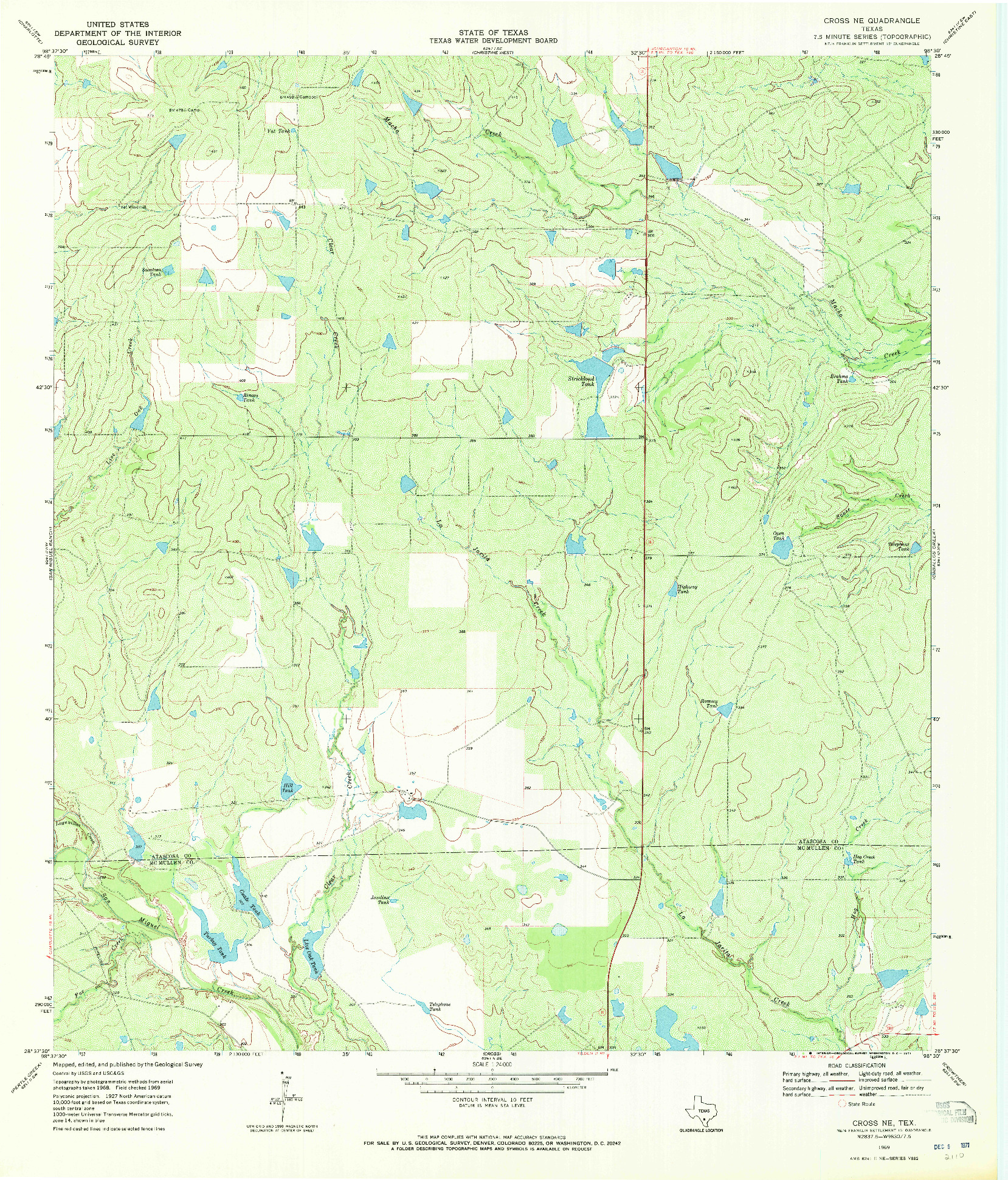 USGS 1:24000-SCALE QUADRANGLE FOR CROSS NE, TX 1969
