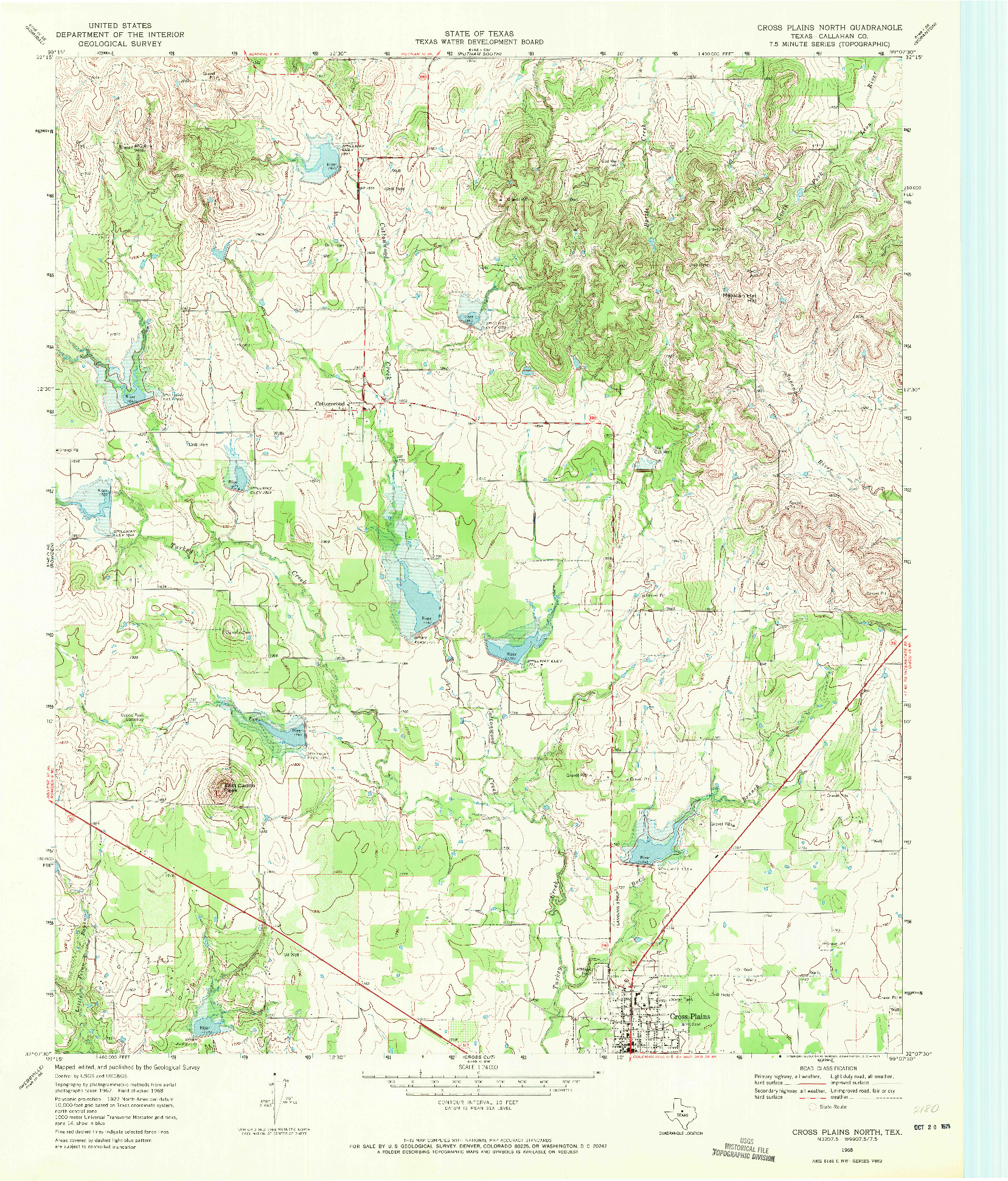 USGS 1:24000-SCALE QUADRANGLE FOR CROSS PLAINS NORTH, TX 1968