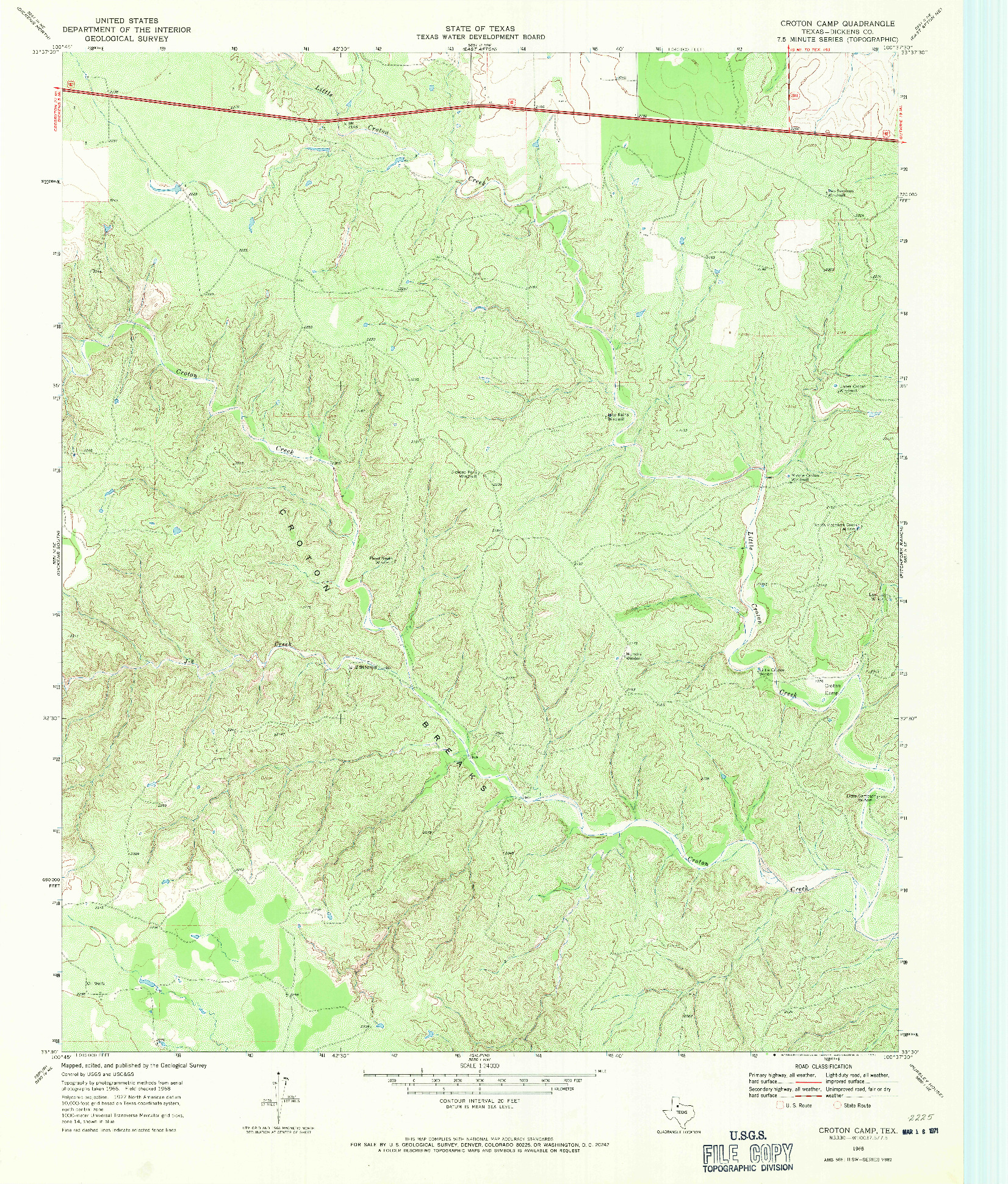 USGS 1:24000-SCALE QUADRANGLE FOR CROTON CAMP, TX 1968