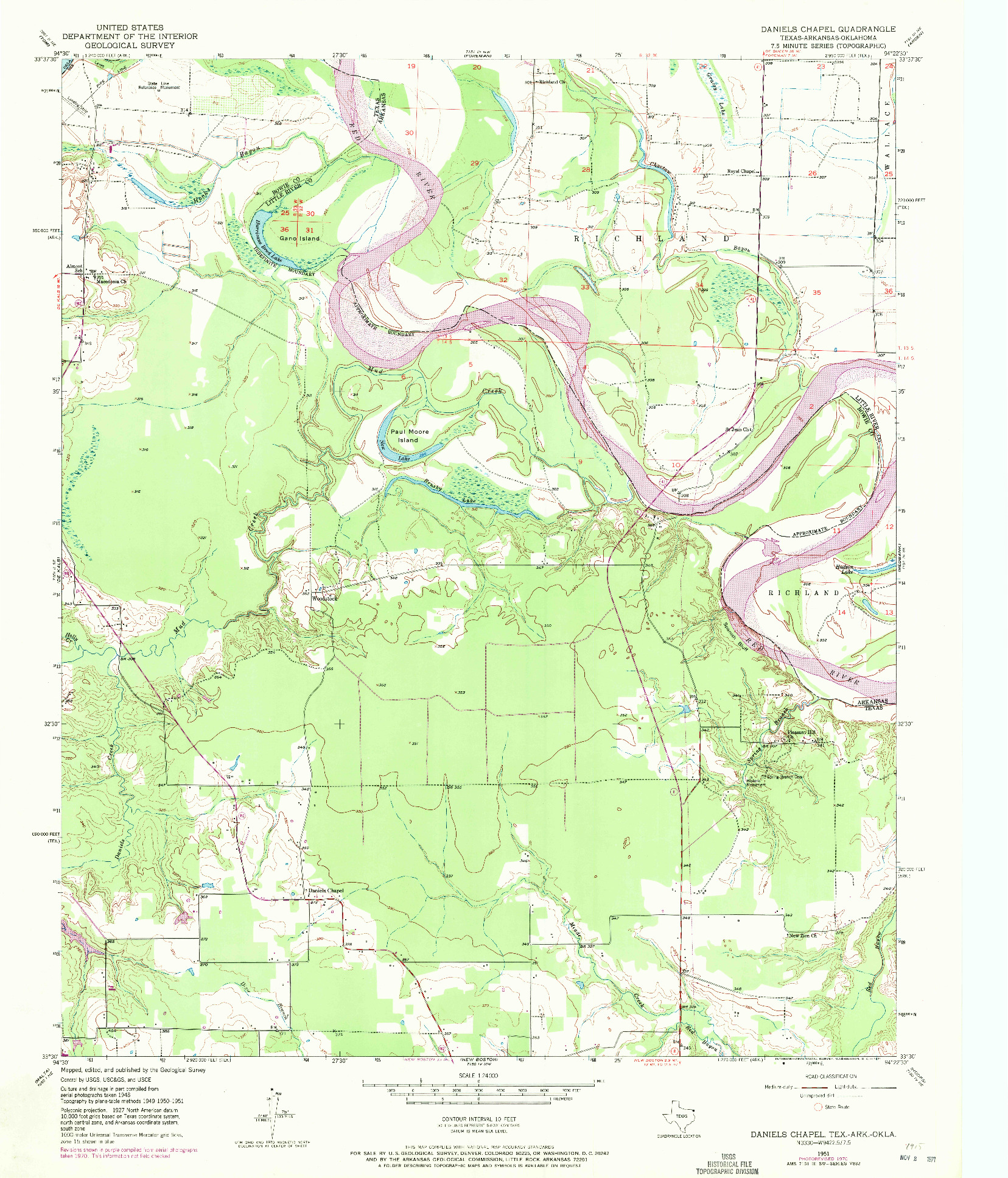 USGS 1:24000-SCALE QUADRANGLE FOR DANIELS CHAPEL, TX 1951