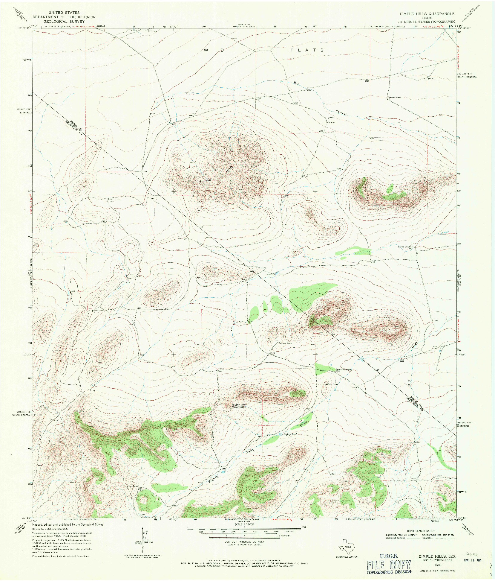 USGS 1:24000-SCALE QUADRANGLE FOR DIMPLE HILLS, TX 1968