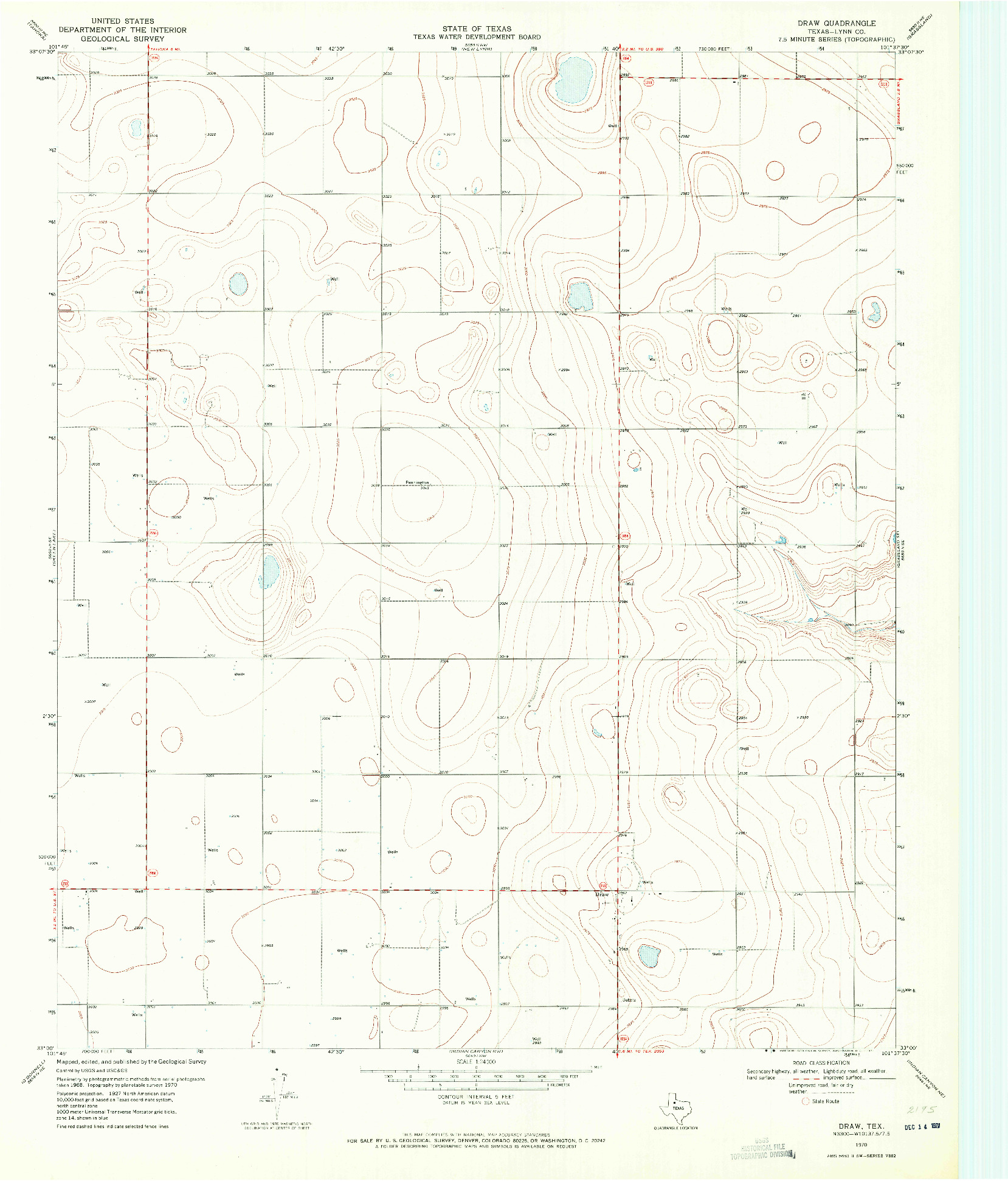 USGS 1:24000-SCALE QUADRANGLE FOR DRAW, TX 1970