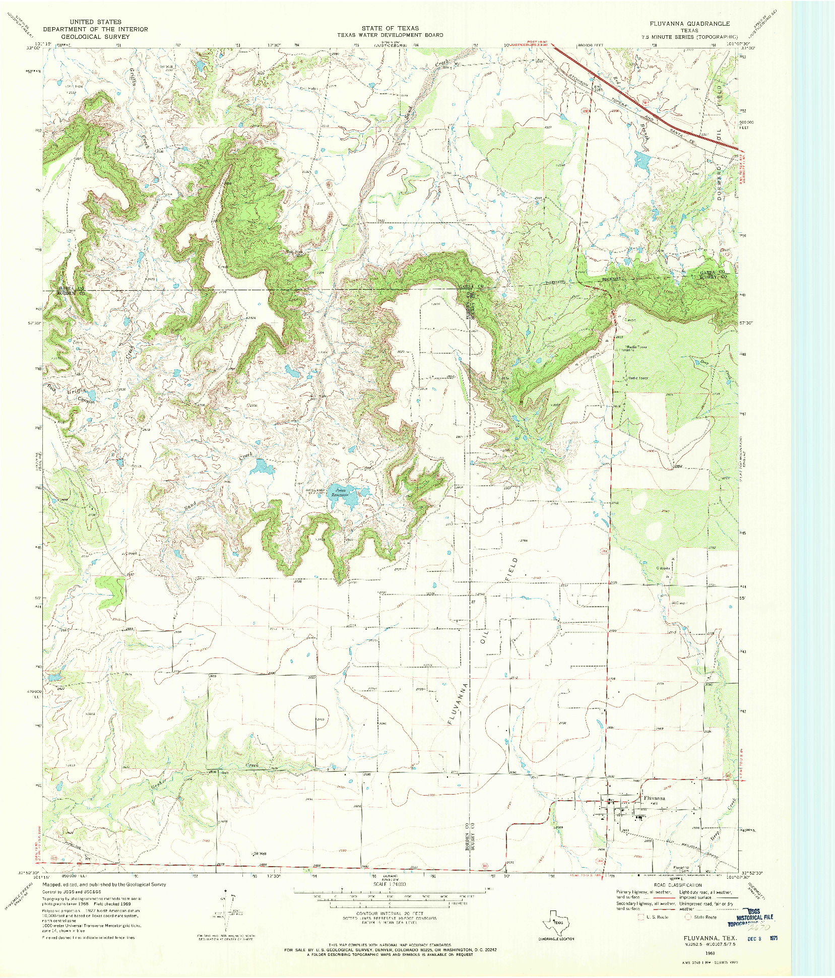 USGS 1:24000-SCALE QUADRANGLE FOR FLUVANNA, TX 1969