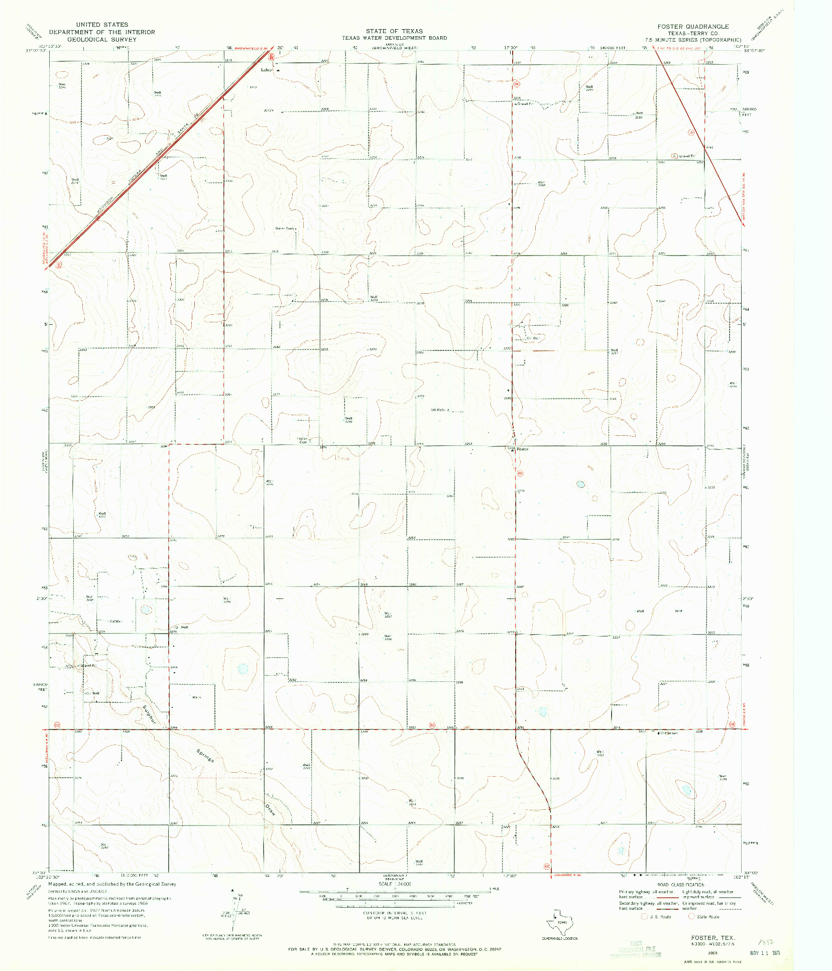 USGS 1:24000-SCALE QUADRANGLE FOR FOSTER, TX 1969