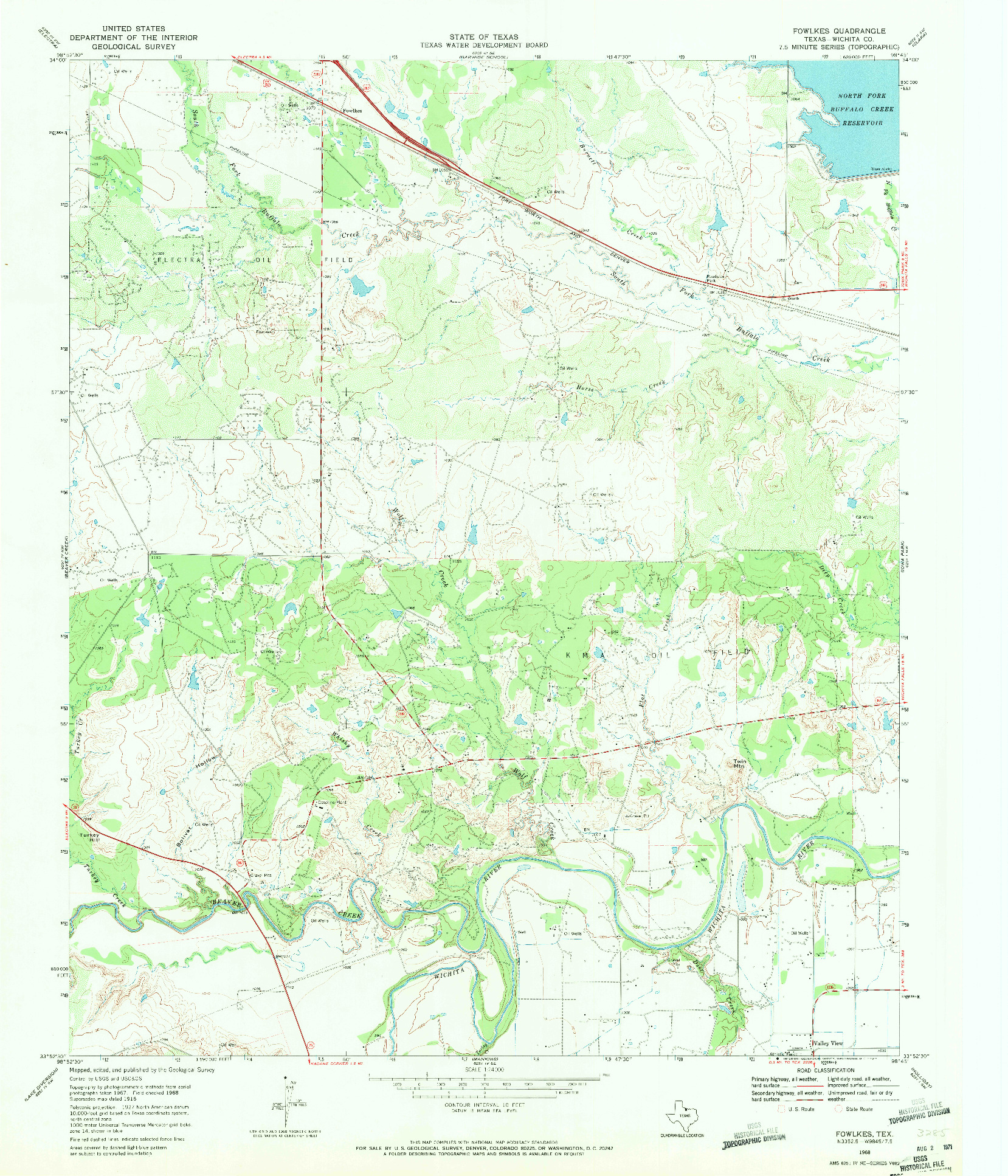 USGS 1:24000-SCALE QUADRANGLE FOR FOWLKES, TX 1968