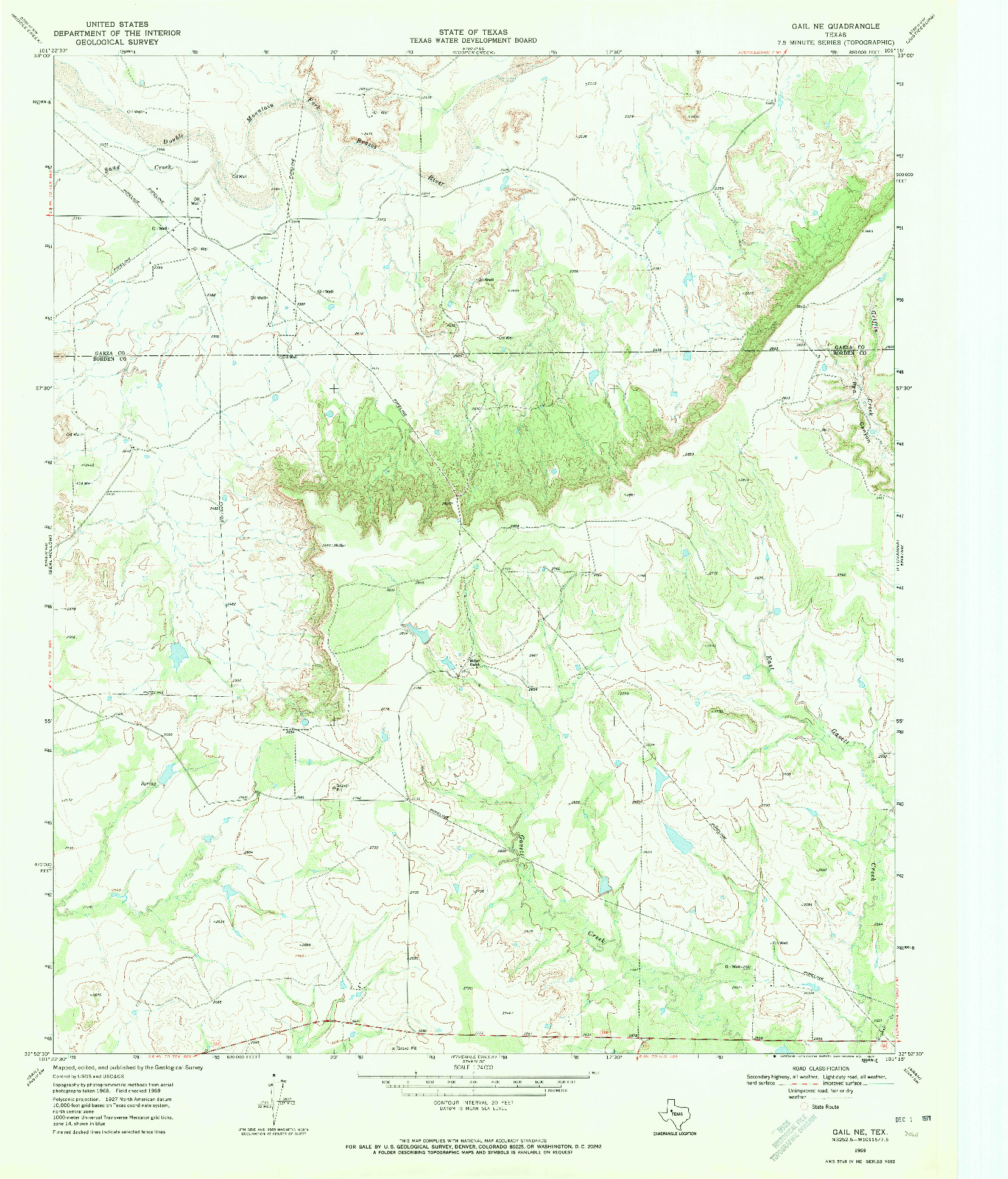 USGS 1:24000-SCALE QUADRANGLE FOR GAIL NE, TX 1969