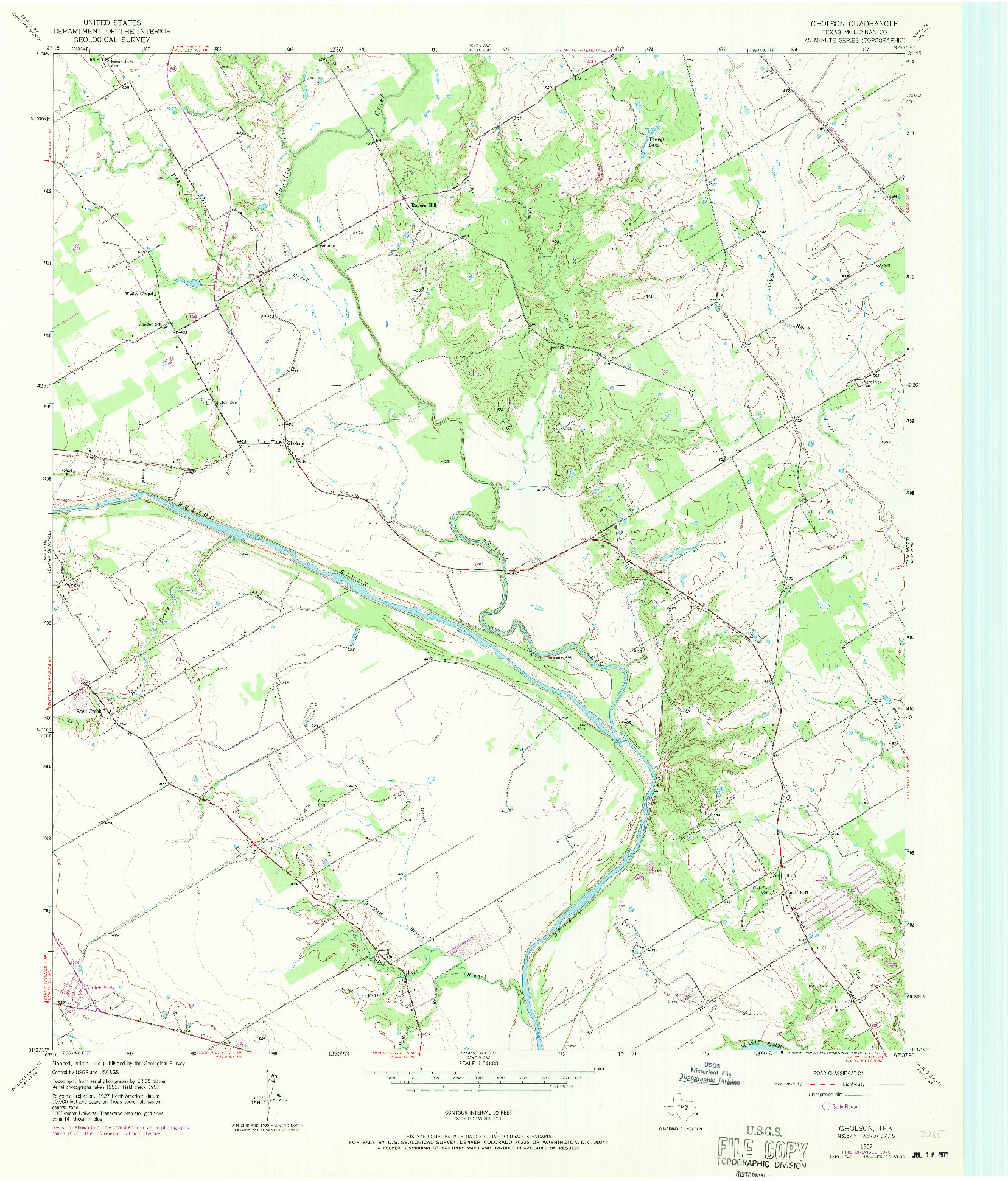 USGS 1:24000-SCALE QUADRANGLE FOR GHOLSON, TX 1957