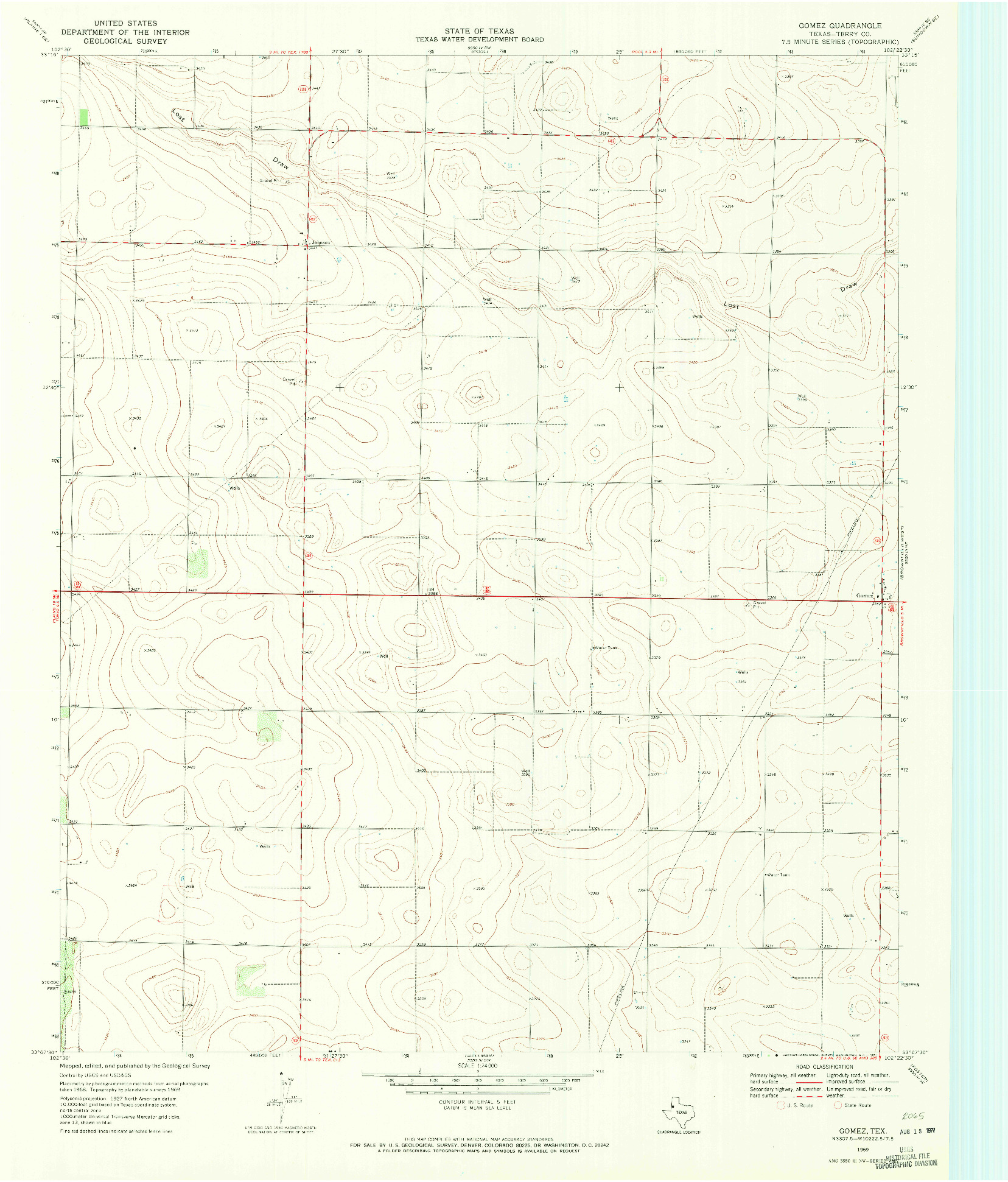 USGS 1:24000-SCALE QUADRANGLE FOR GOMEZ, TX 1969