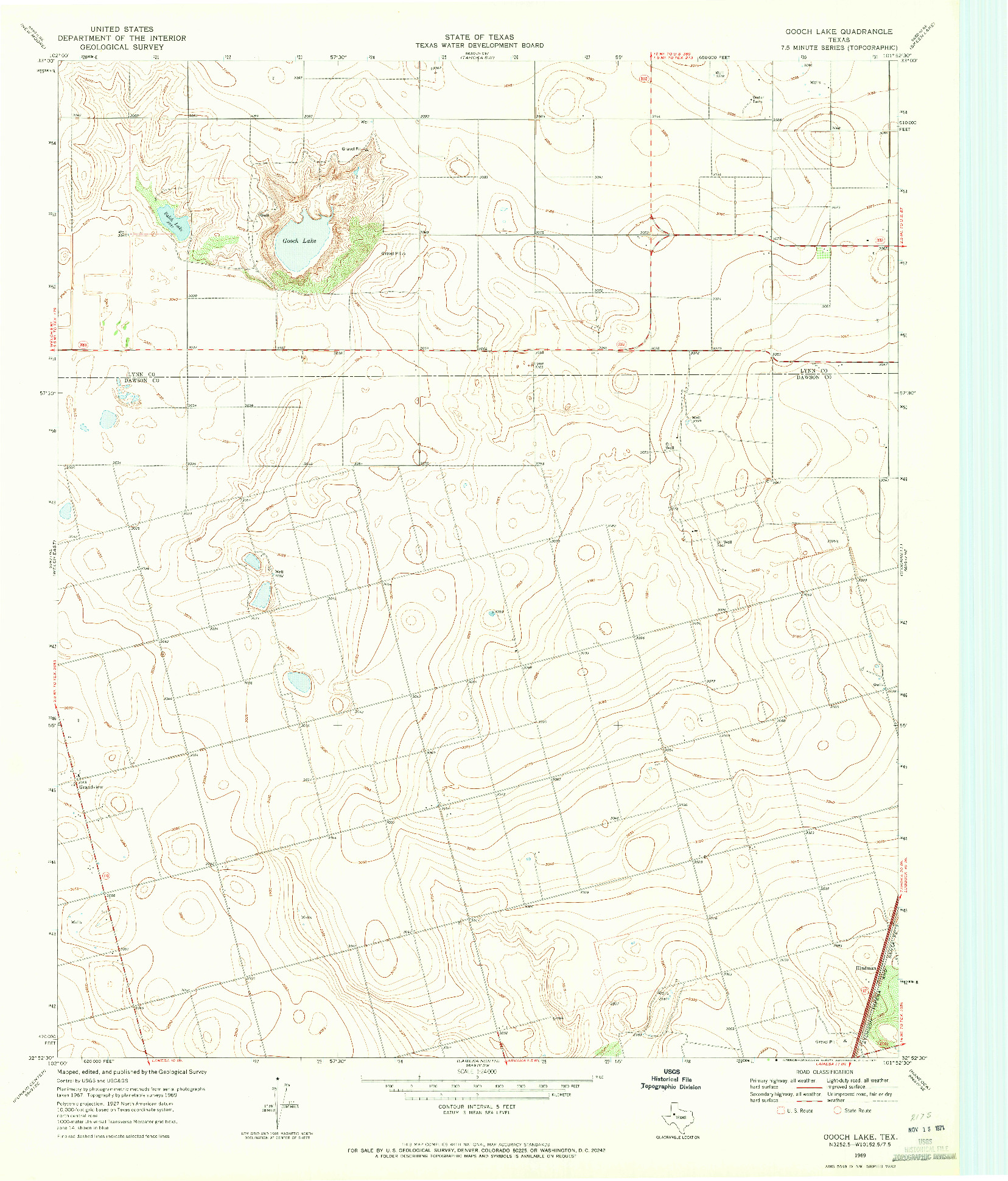 USGS 1:24000-SCALE QUADRANGLE FOR GOOCH LAKE, TX 1969