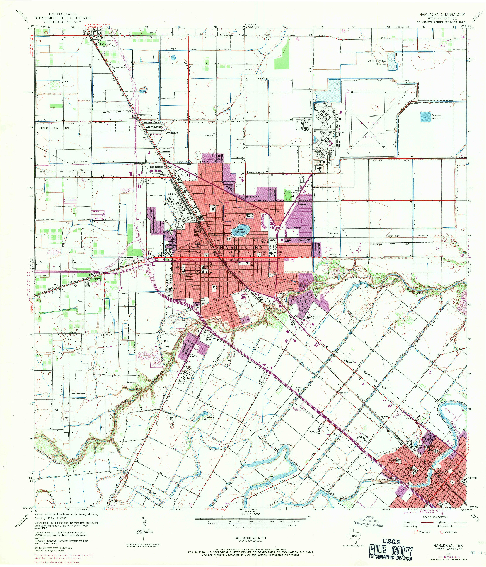 USGS 1:24000-SCALE QUADRANGLE FOR HARLINGEN, TX 1956