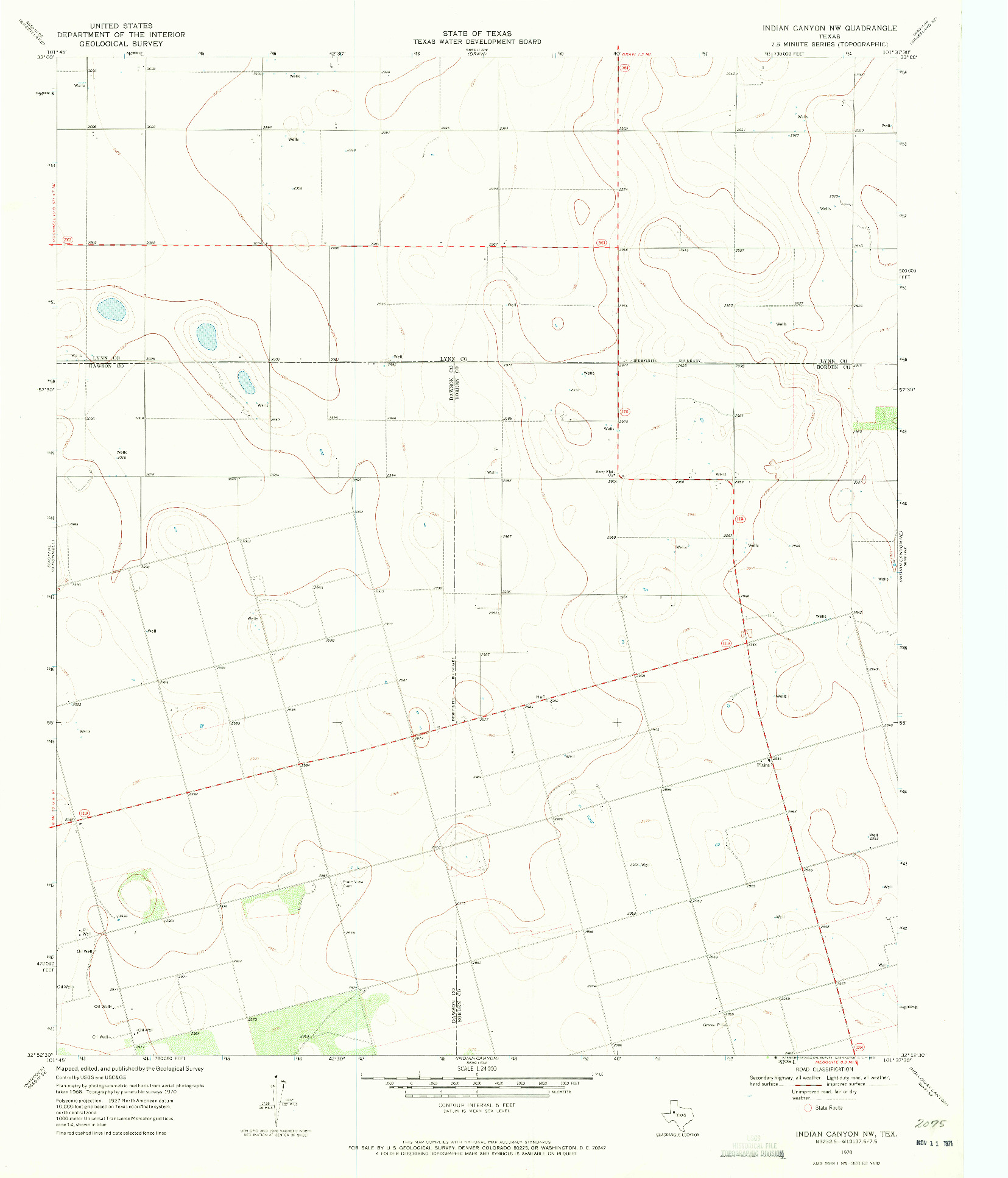 USGS 1:24000-SCALE QUADRANGLE FOR INDIAN CANYON NW, TX 1970