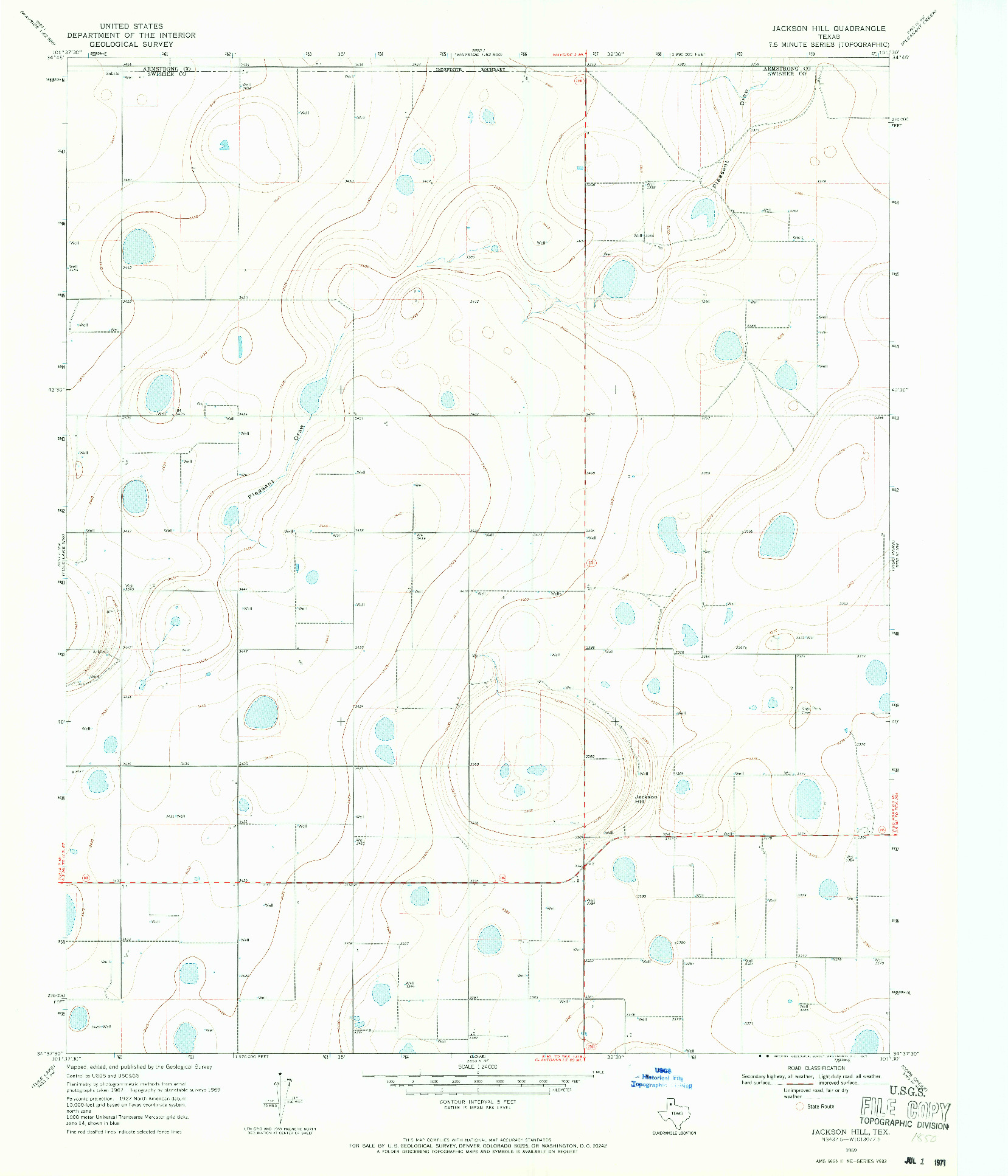 USGS 1:24000-SCALE QUADRANGLE FOR JACKSON HILL, TX 1969